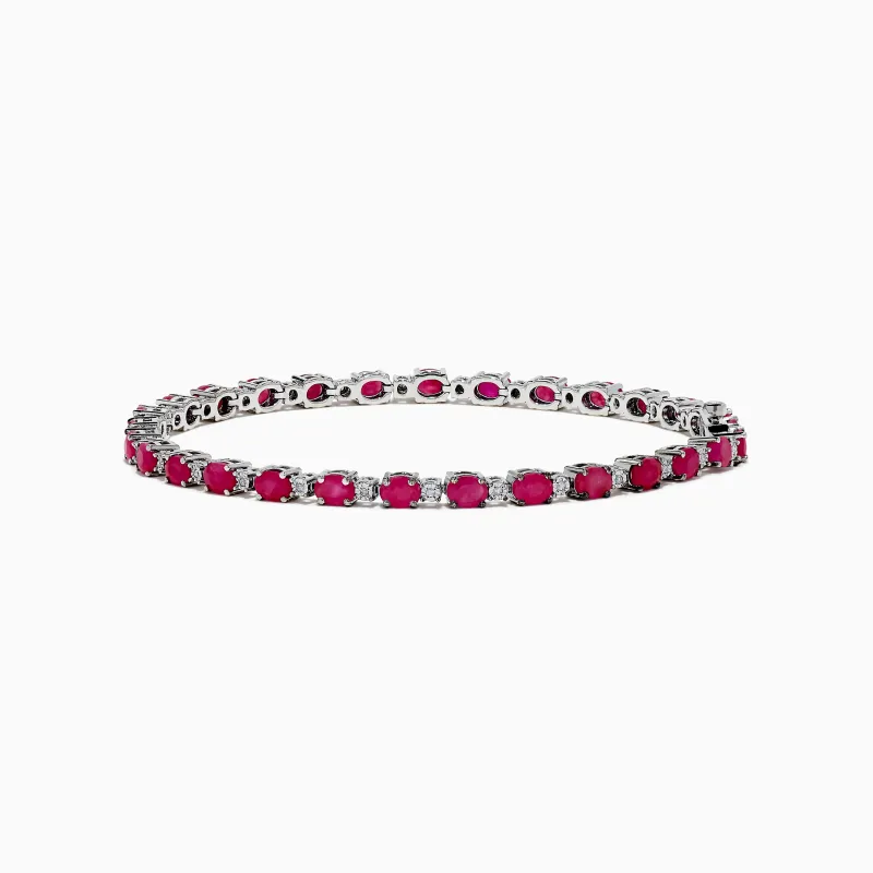 925 Sterling Silver Ruby and Diamond Tennis Bracelet sold by Effy