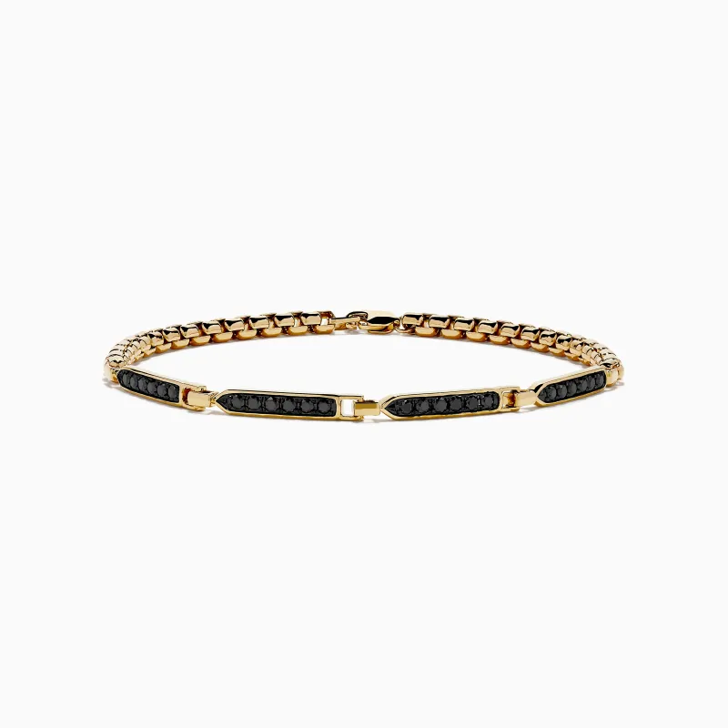 Mens 14K Yellow Gold Black Diamond Bracelet sold by Effy