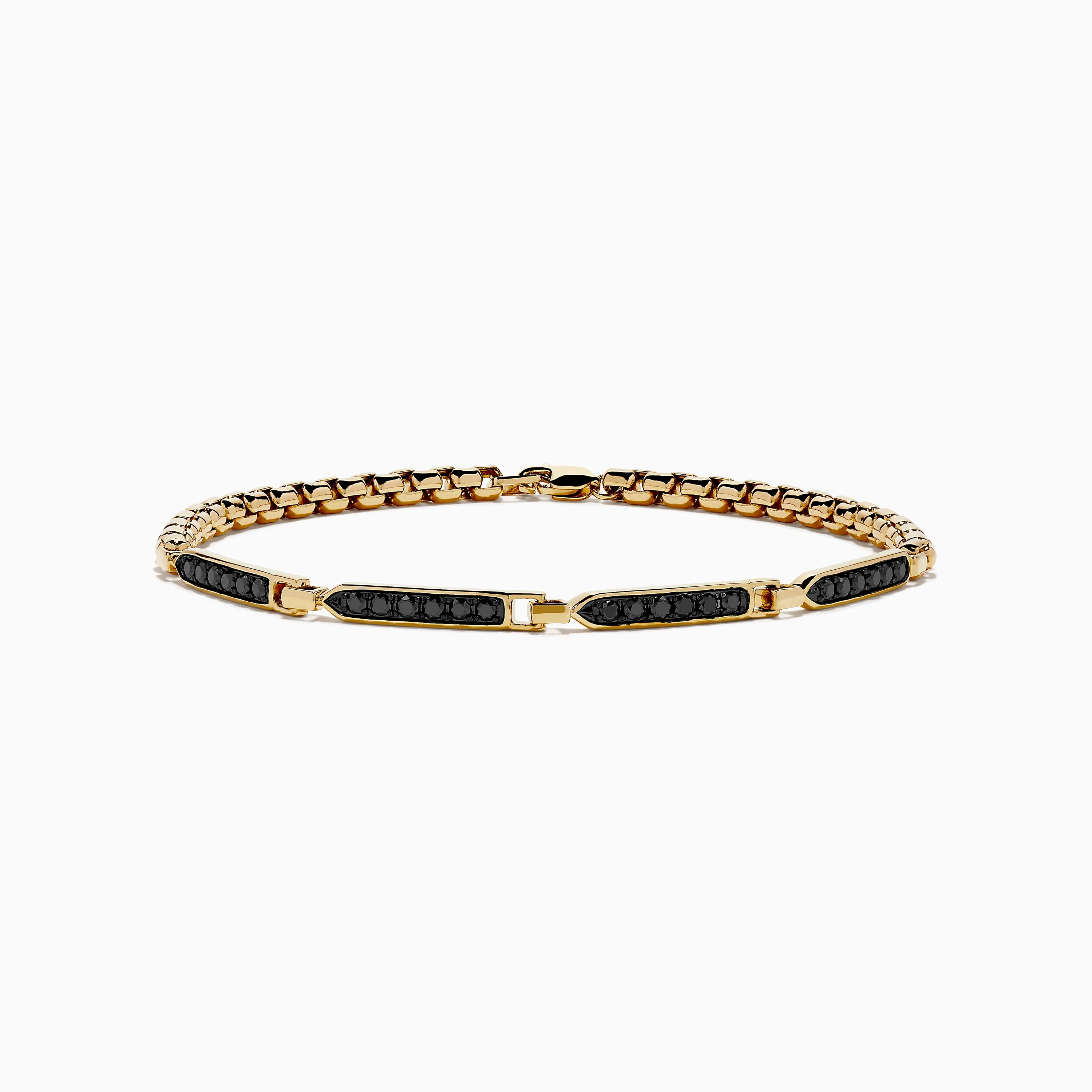 Mens 14K Yellow Gold Black Diamond Bracelet sold by Effy
