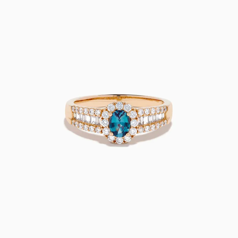 18K Rose Gold IGI Certified Alexandrite and Diamond Ring sold by Effy