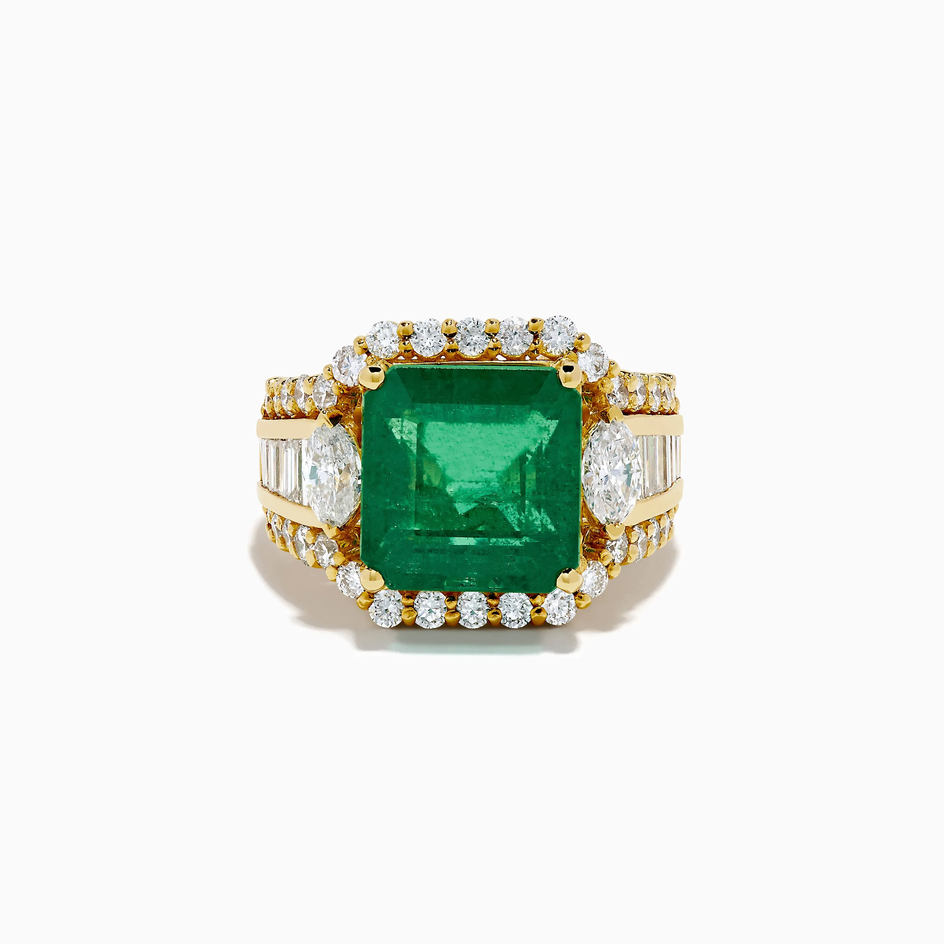 18K Yellow Gold Emerald and Diamond Ring sold by Effy