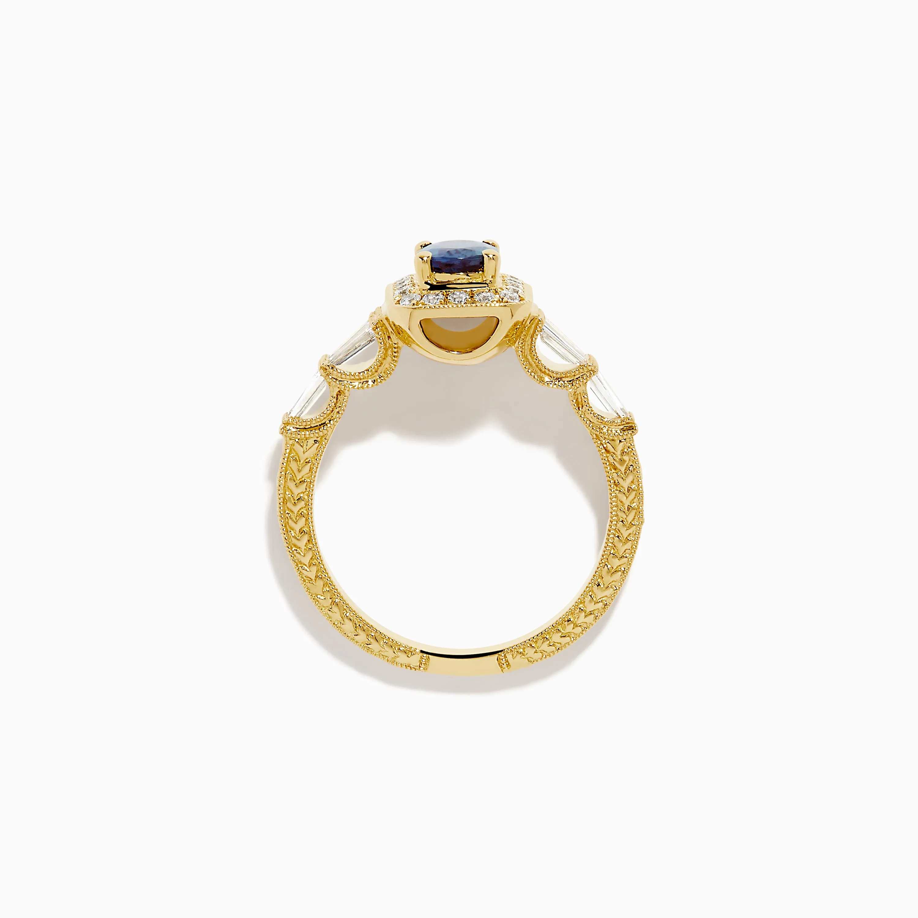 18K Yellow Gold GIA Certified Alexandrite and Diamond Halo Ring sold by Effy product image thumbnail 3