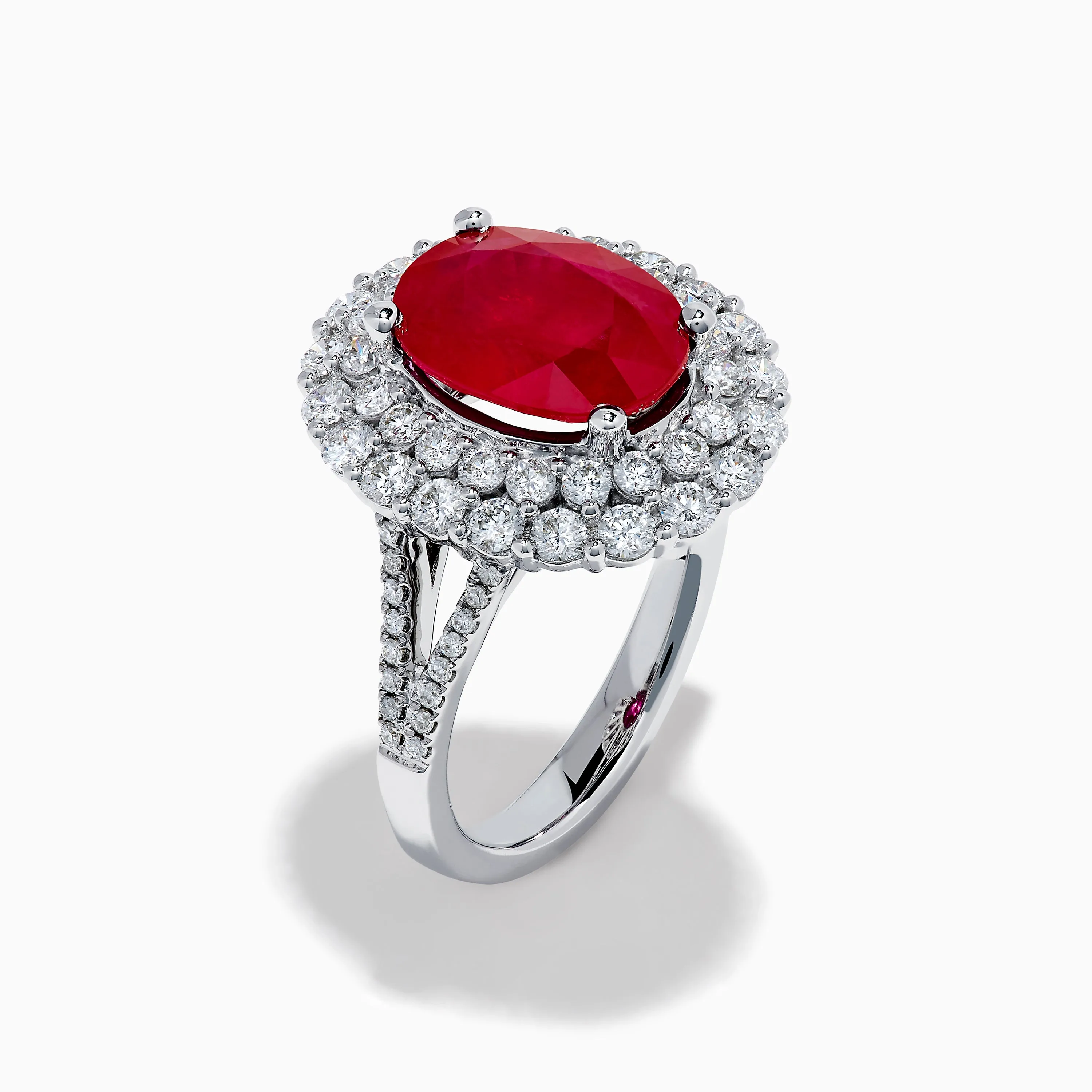 18K White Gold Ruby and Diamond Double Halo Ring sold by Effy product image thumbnail 4