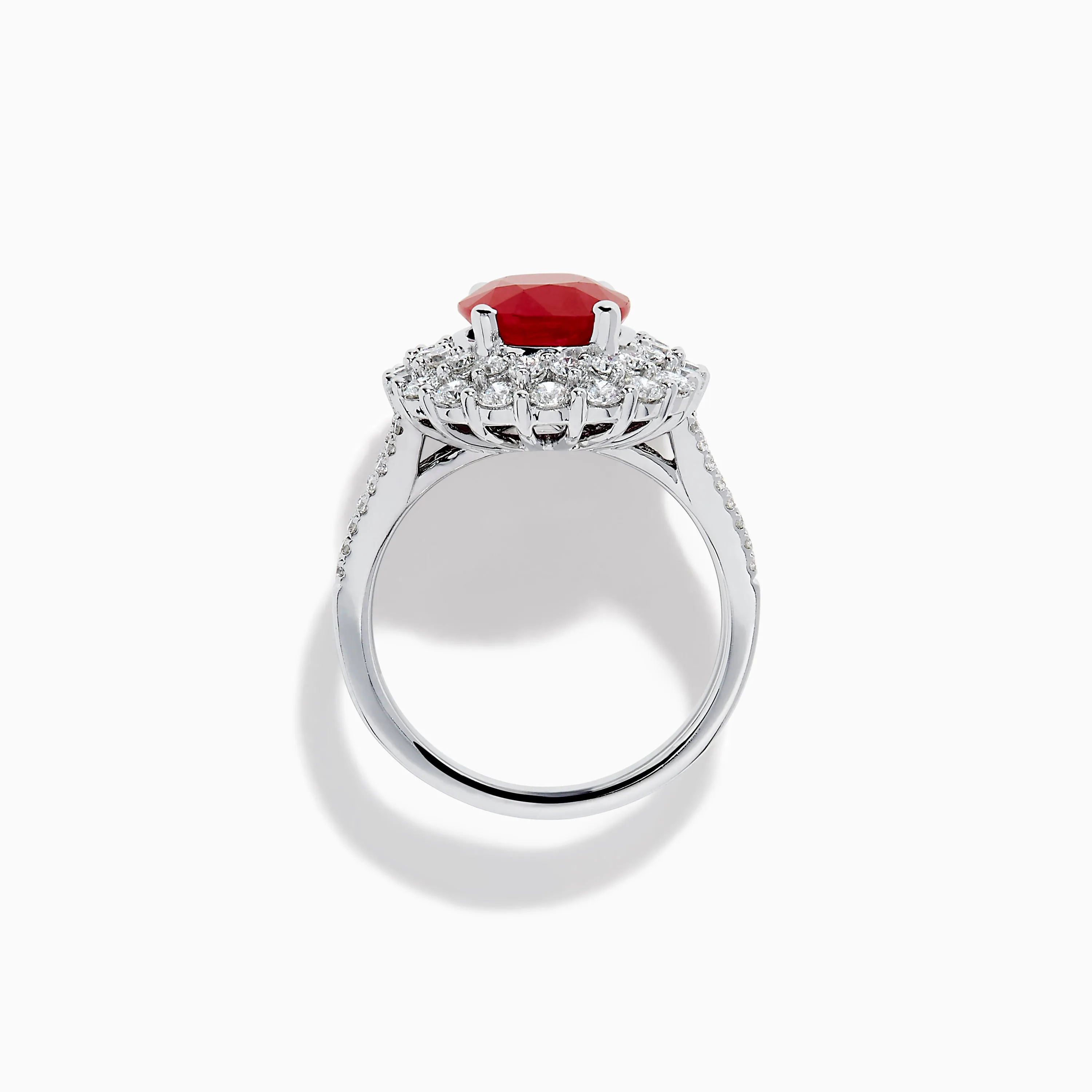 18K White Gold Ruby and Diamond Double Halo Ring sold by Effy product image thumbnail 3