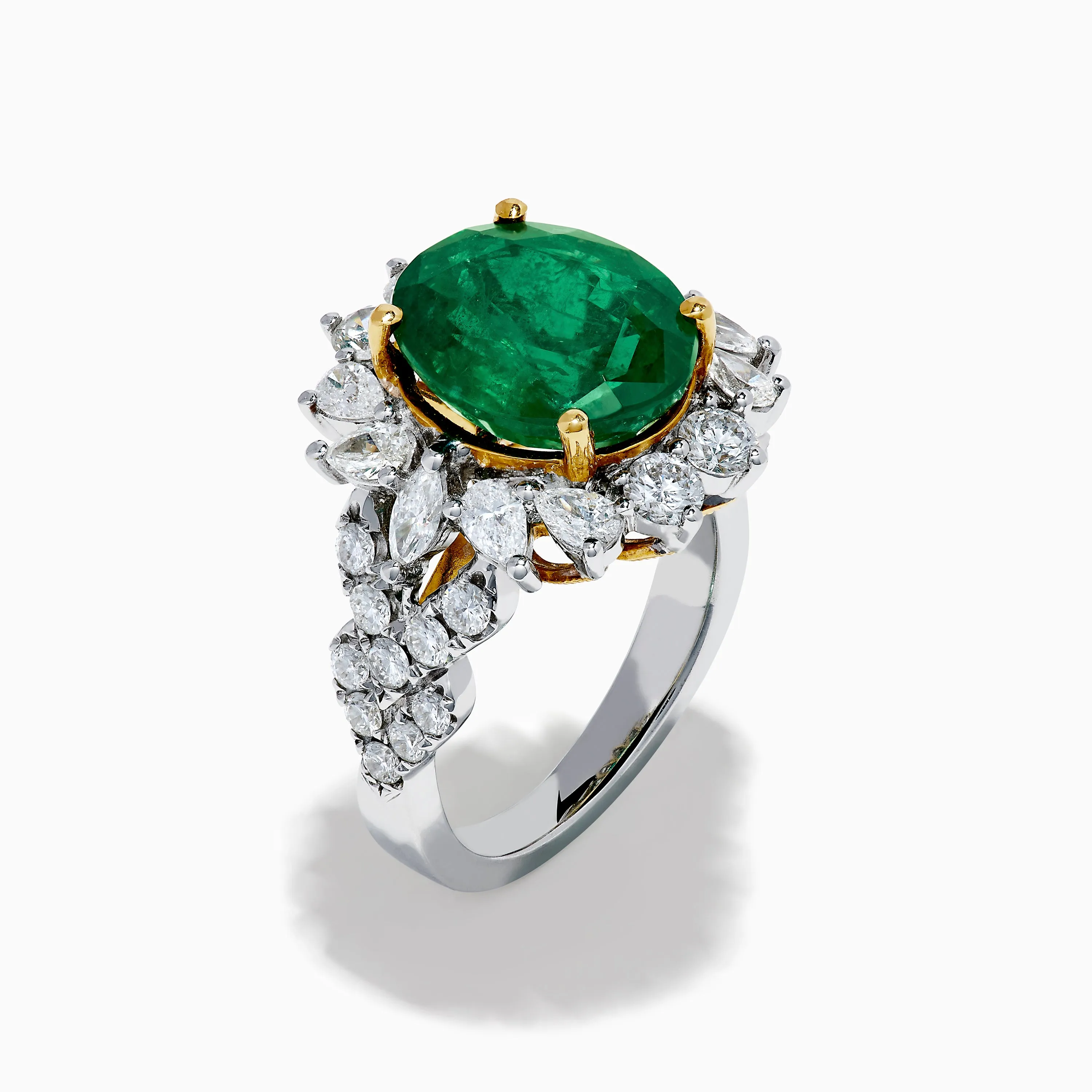 18K Two-Tone Gold Emerald, Yellow and White Diamond Ring sold by Effy product image thumbnail 4