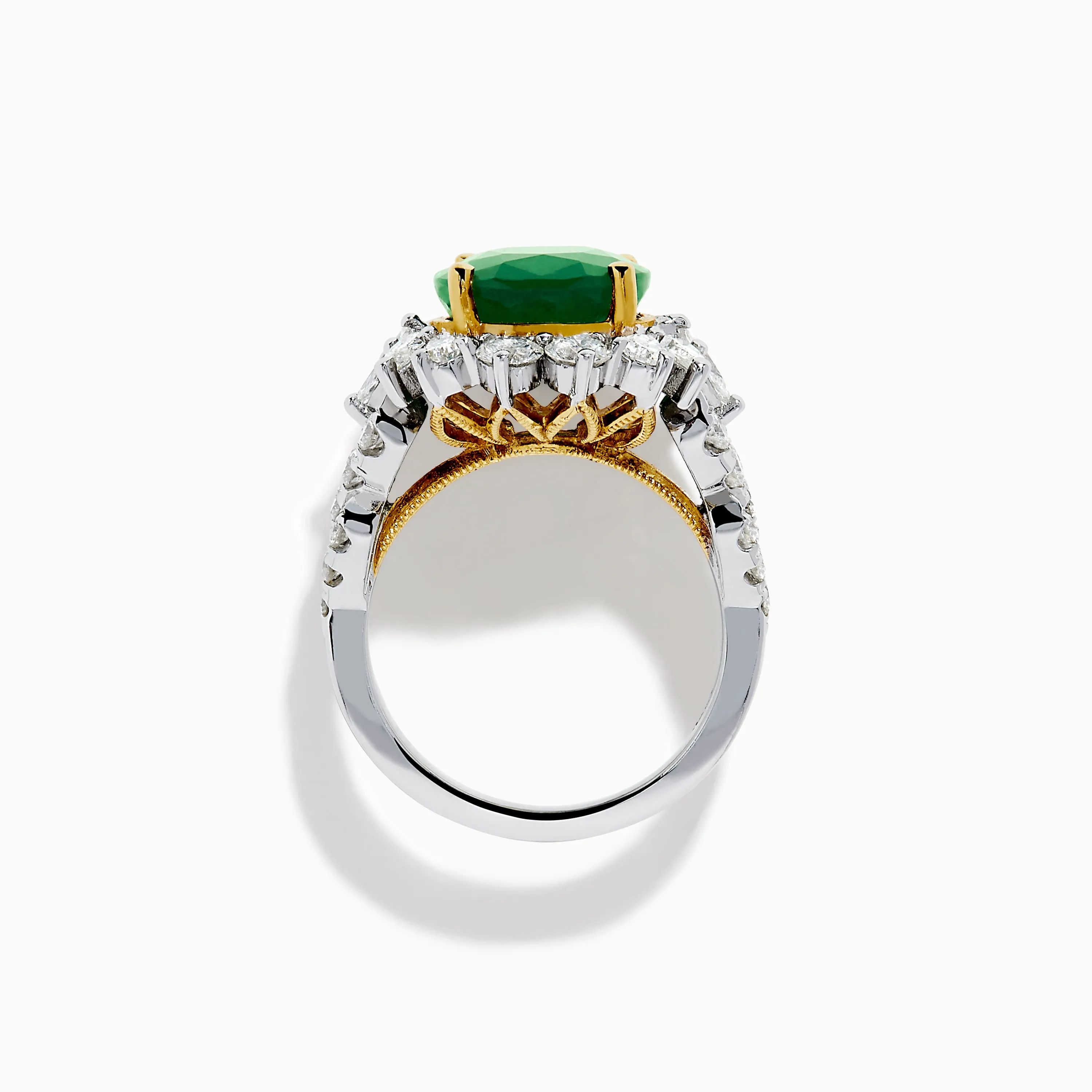 18K Two-Tone Gold Emerald, Yellow and White Diamond Ring sold by Effy product image thumbnail 3