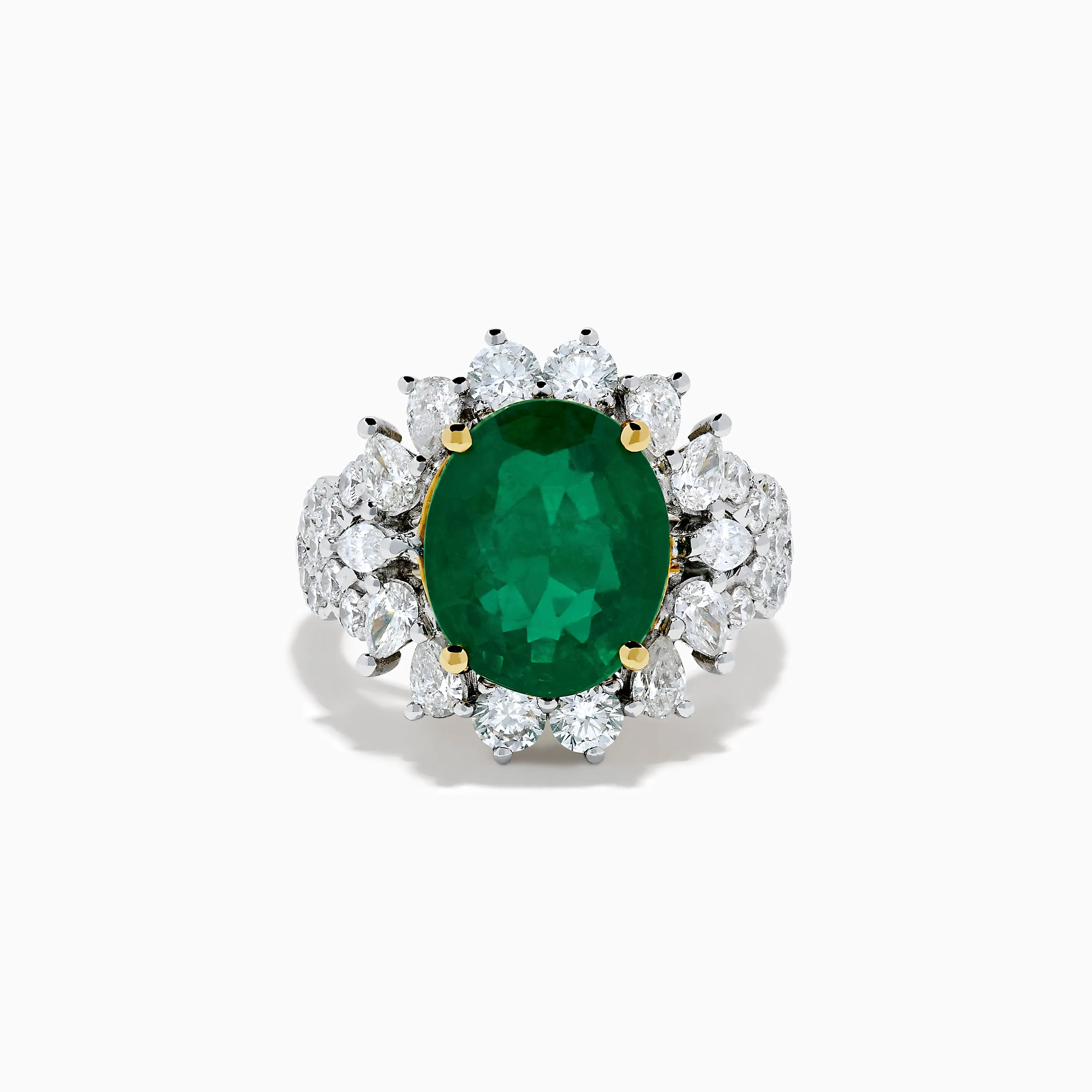 18K Two-Tone Gold Emerald, Yellow and White Diamond Ring sold by Effy