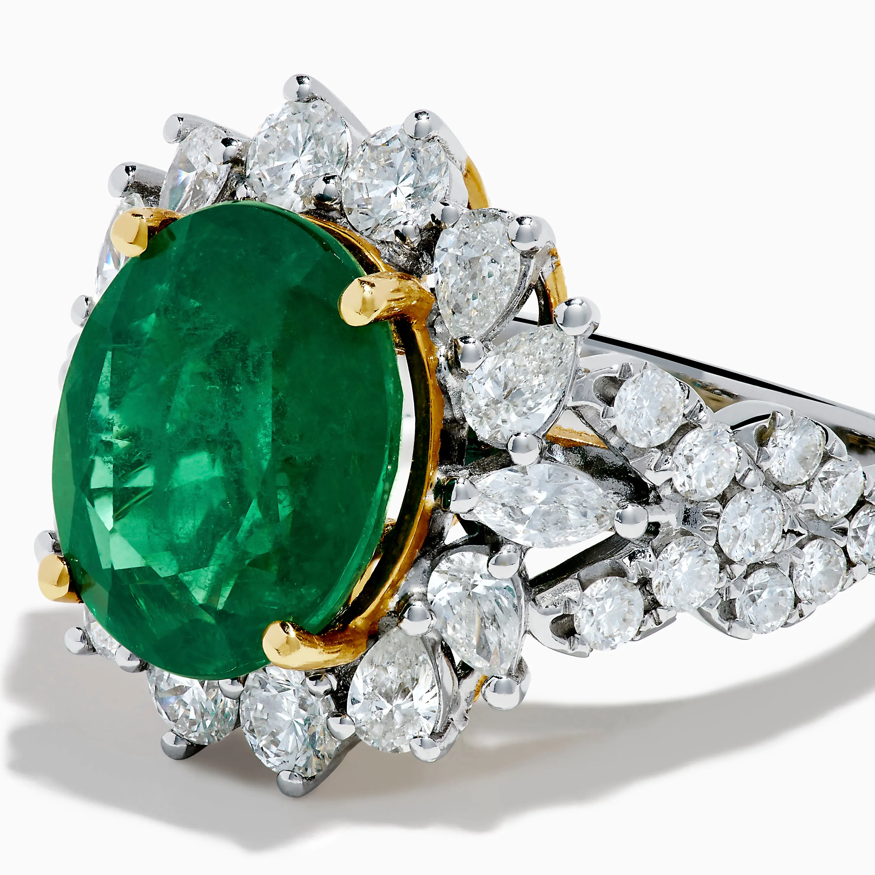 18K Two-Tone Gold Emerald, Yellow and White Diamond Ring sold by Effy product image thumbnail 2