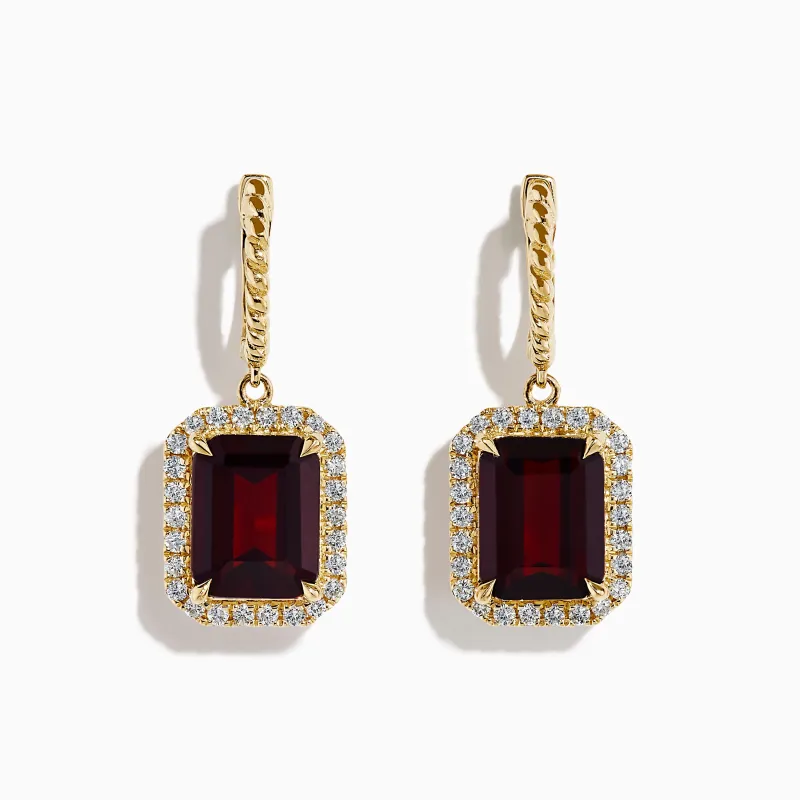Bordeaux 14K Yellow Gold Garnet and Diamond Earrings sold by Effy