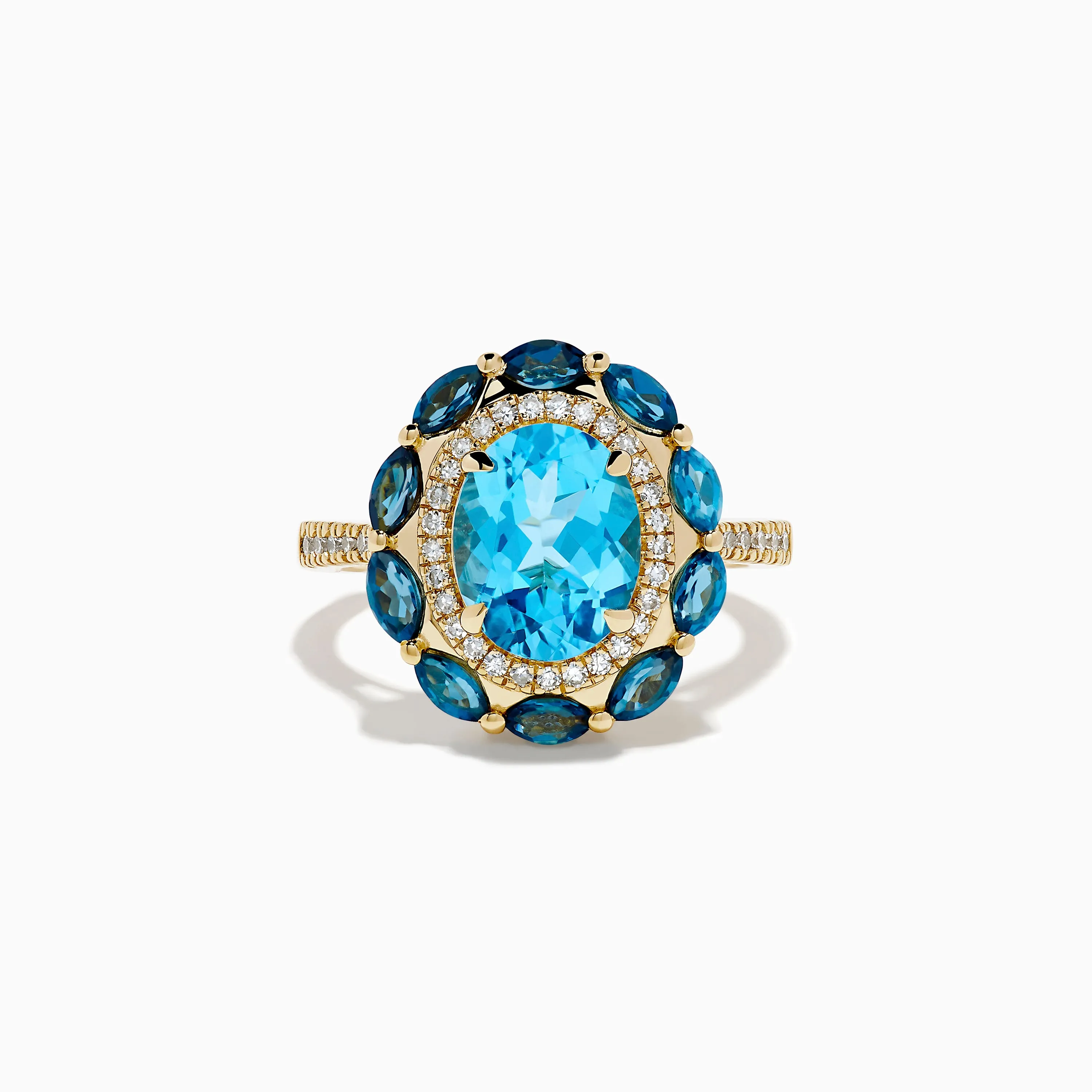 Ocean Bleu 14K Yellow Gold Blue Topaz and Diamond Ring sold by Effy