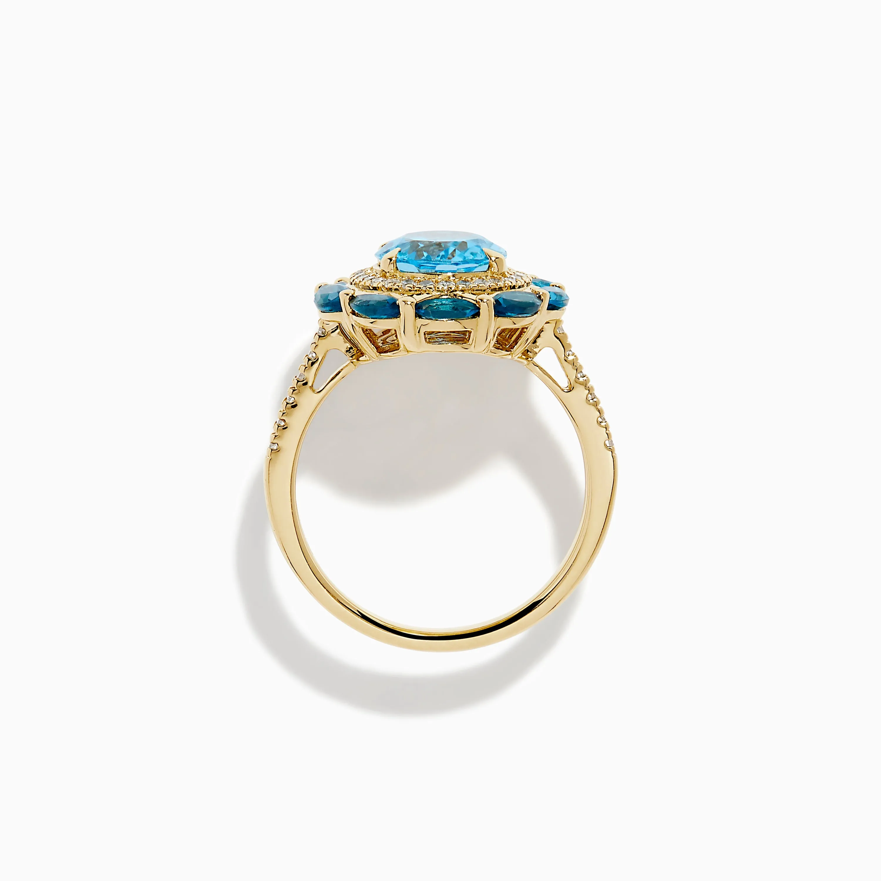 Ocean Bleu 14K Yellow Gold Blue Topaz and Diamond Ring sold by Effy product image thumbnail 3