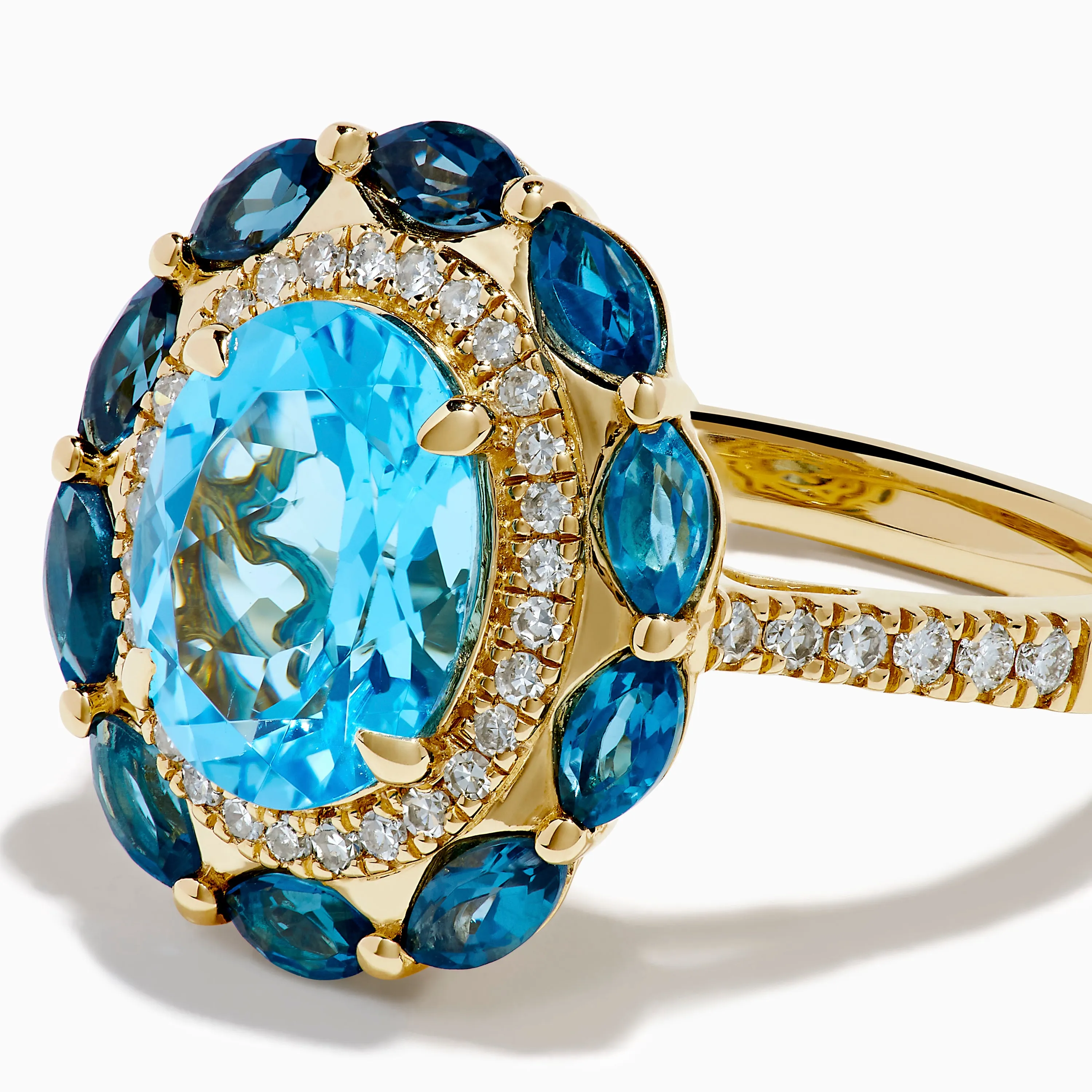 Ocean Bleu 14K Yellow Gold Blue Topaz and Diamond Ring sold by Effy product image thumbnail 2
