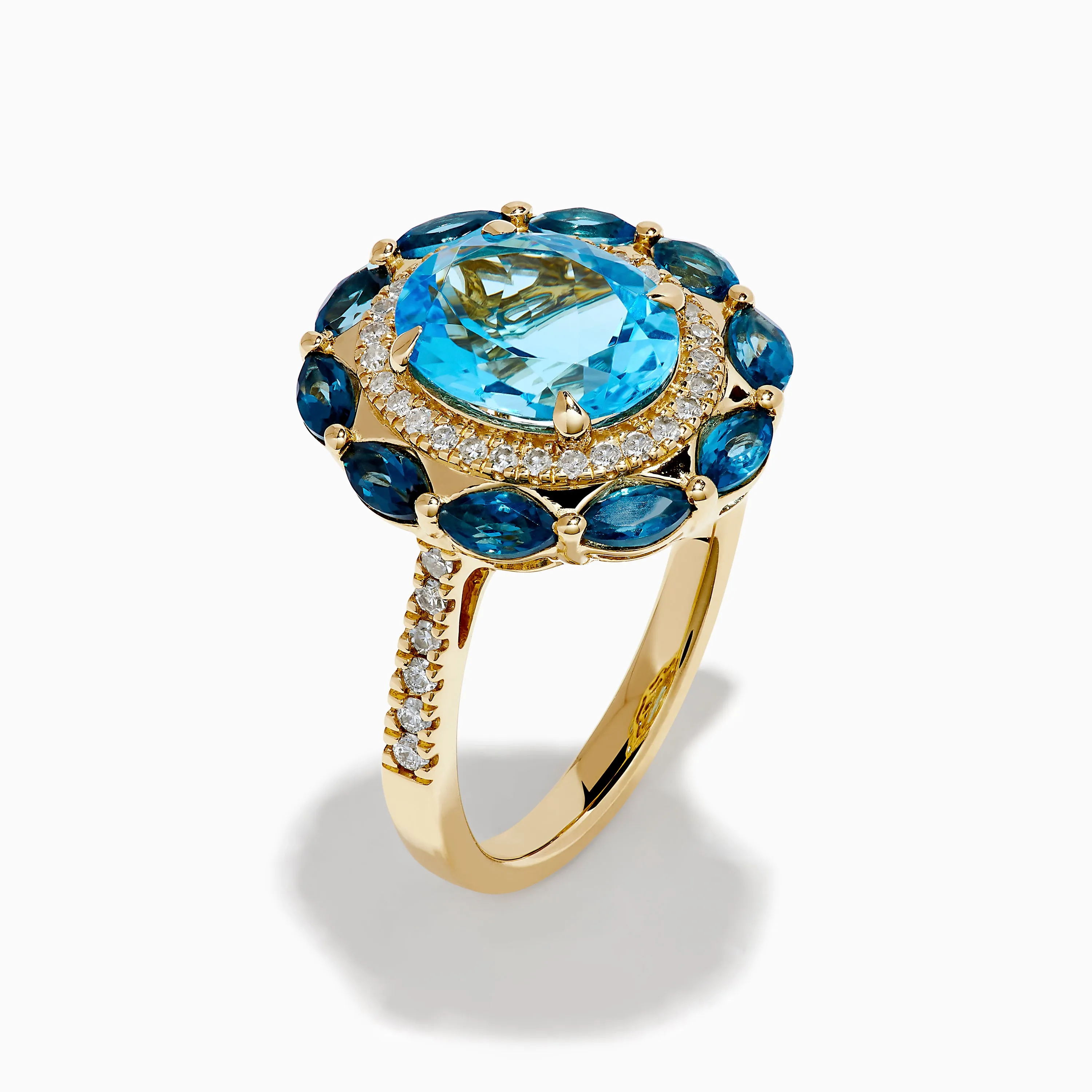 Ocean Bleu 14K Yellow Gold Blue Topaz and Diamond Ring sold by Effy product image thumbnail 4