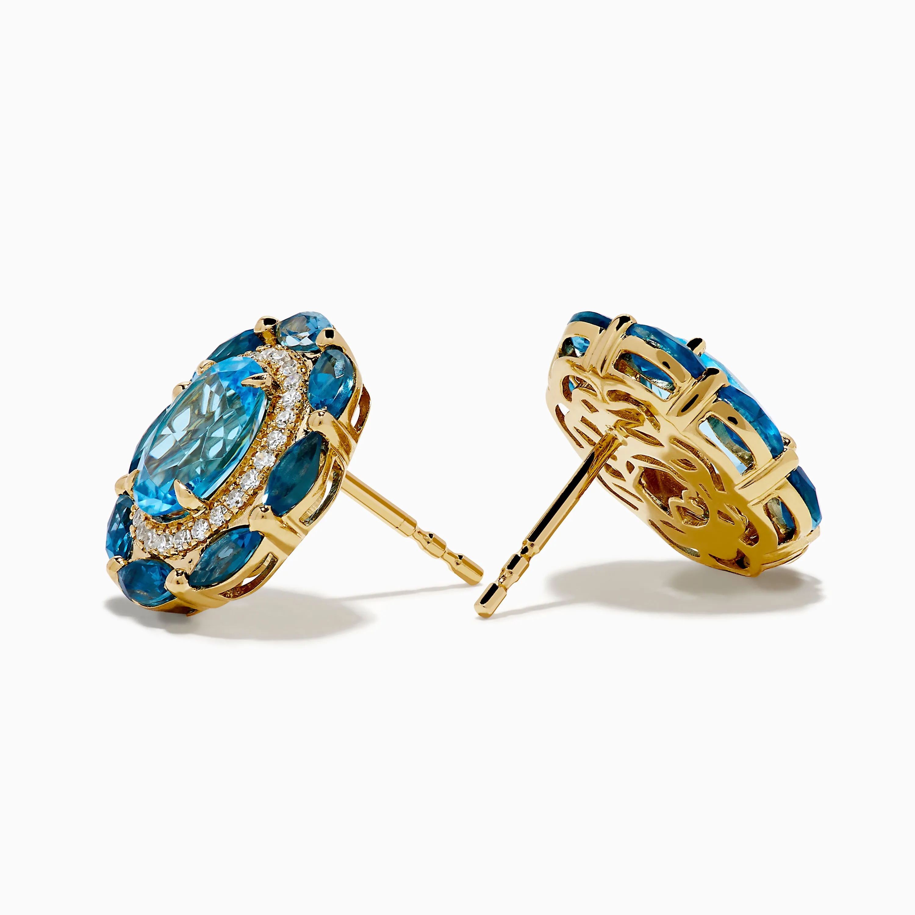 Ocean Bleu 14K Yellow Gold Blue Topaz and Diamond Earrings sold by Effy product image thumbnail 2