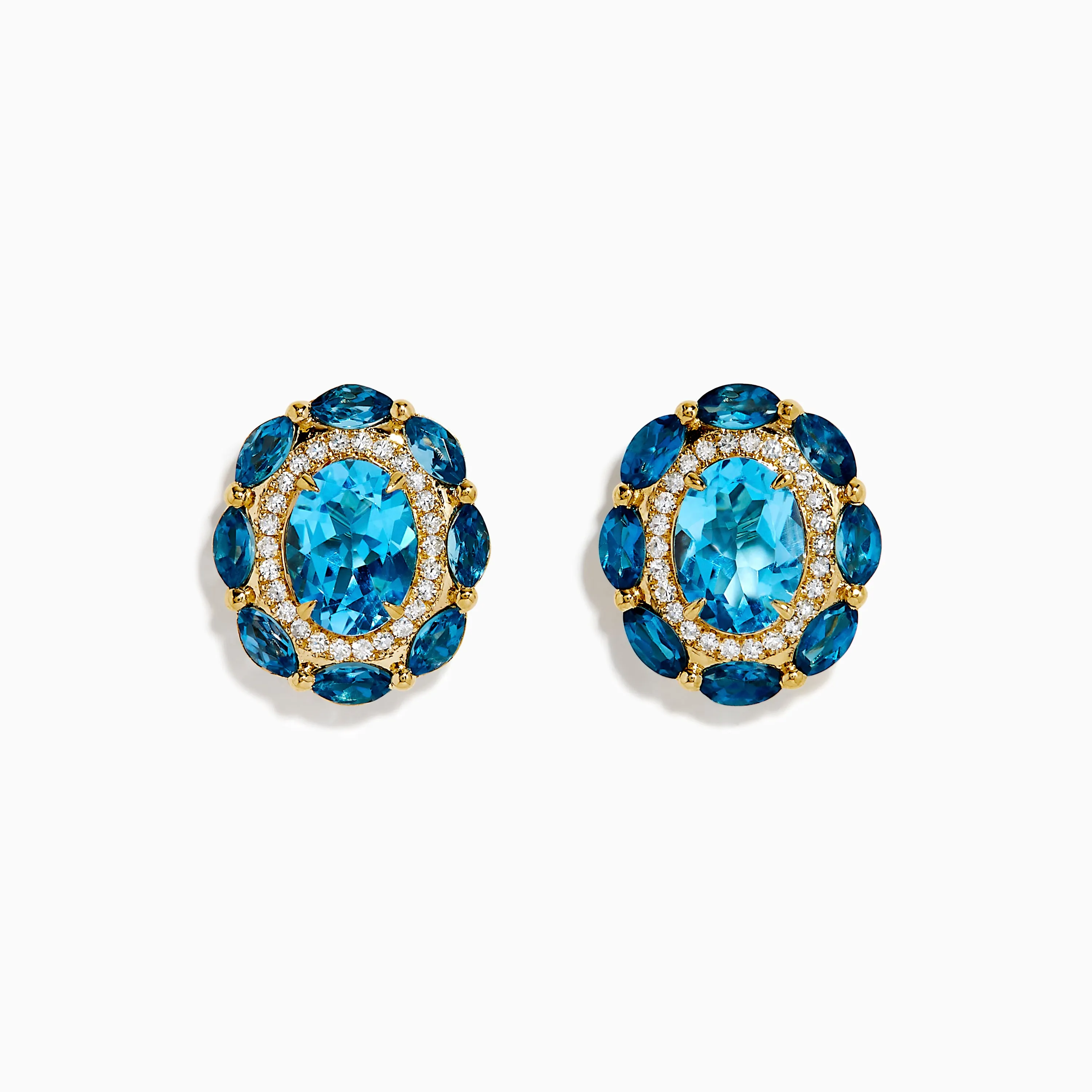 Ocean Bleu 14K Yellow Gold Blue Topaz and Diamond Earrings sold by Effy
