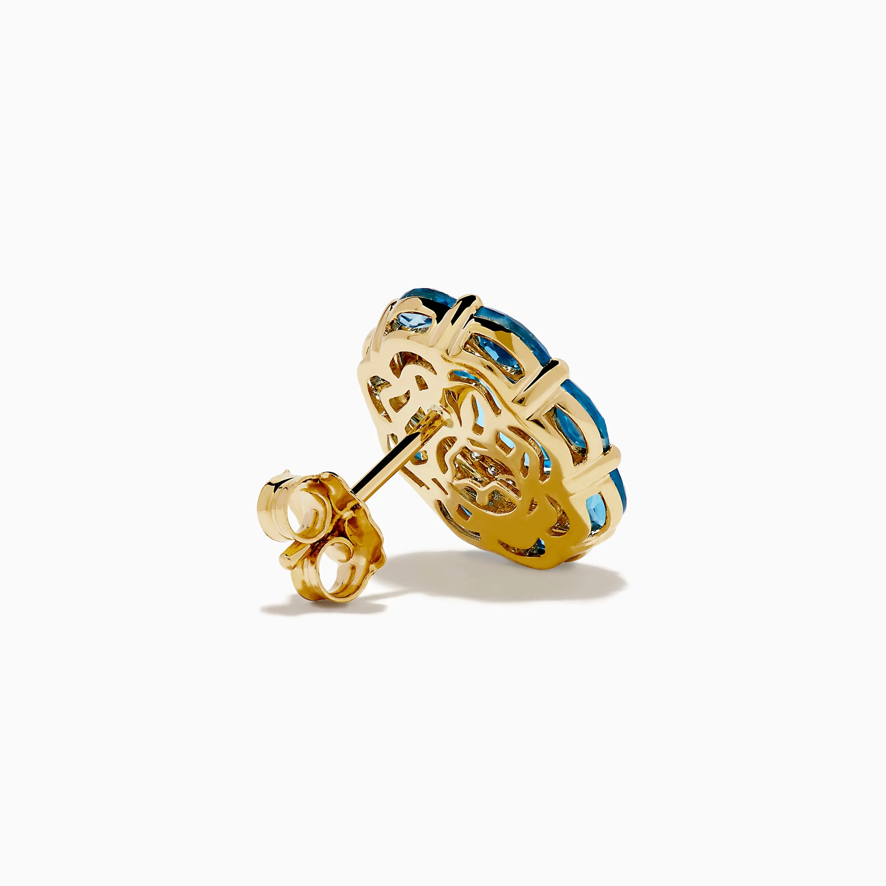 Ocean Bleu 14K Yellow Gold Blue Topaz and Diamond Earrings sold by Effy product image thumbnail 4