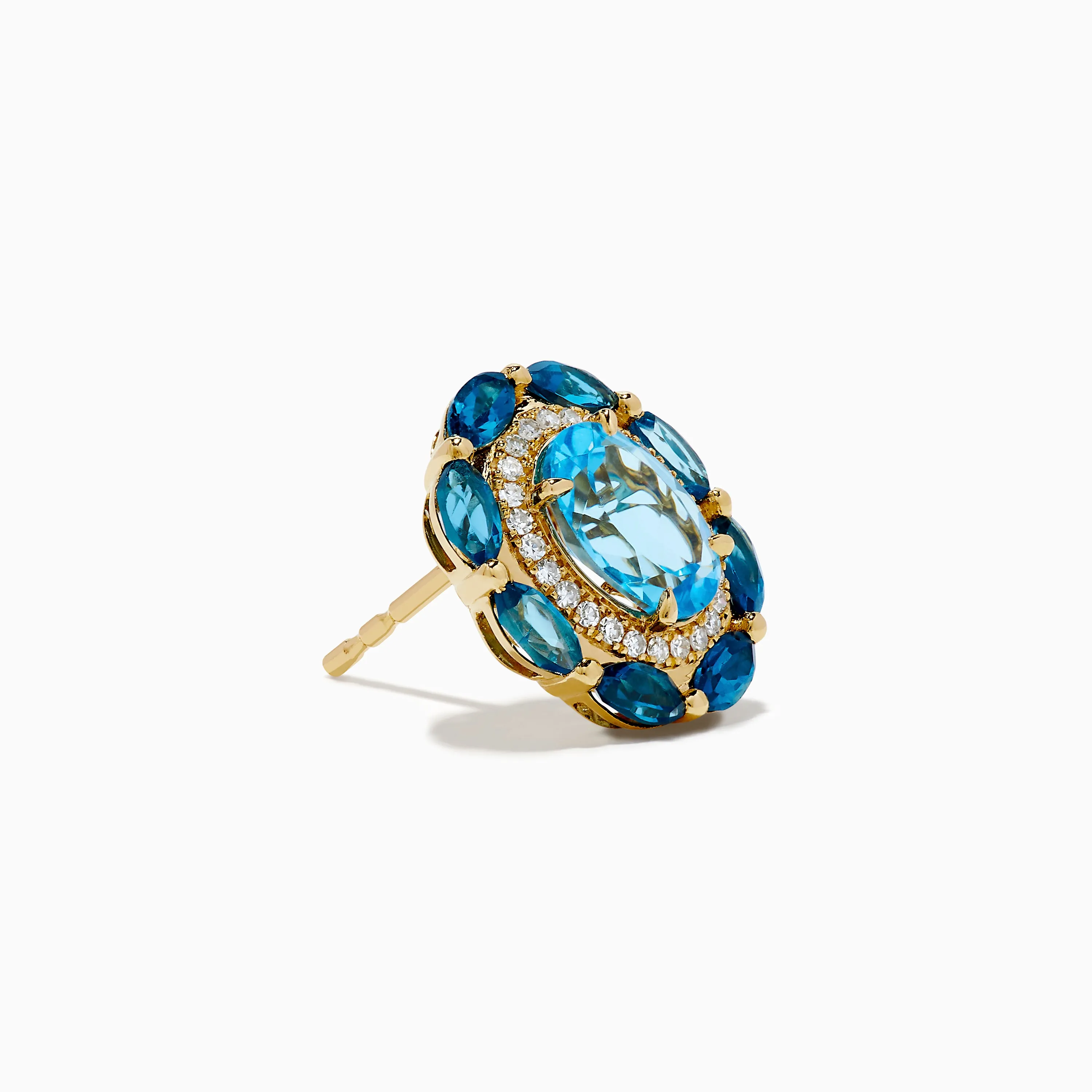 Ocean Bleu 14K Yellow Gold Blue Topaz and Diamond Earrings sold by Effy product image thumbnail 3