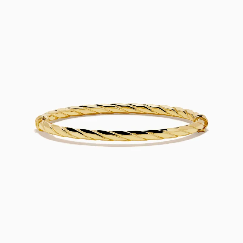 14K Yellow Gold Hammered Hinge Bangle sold by Effy