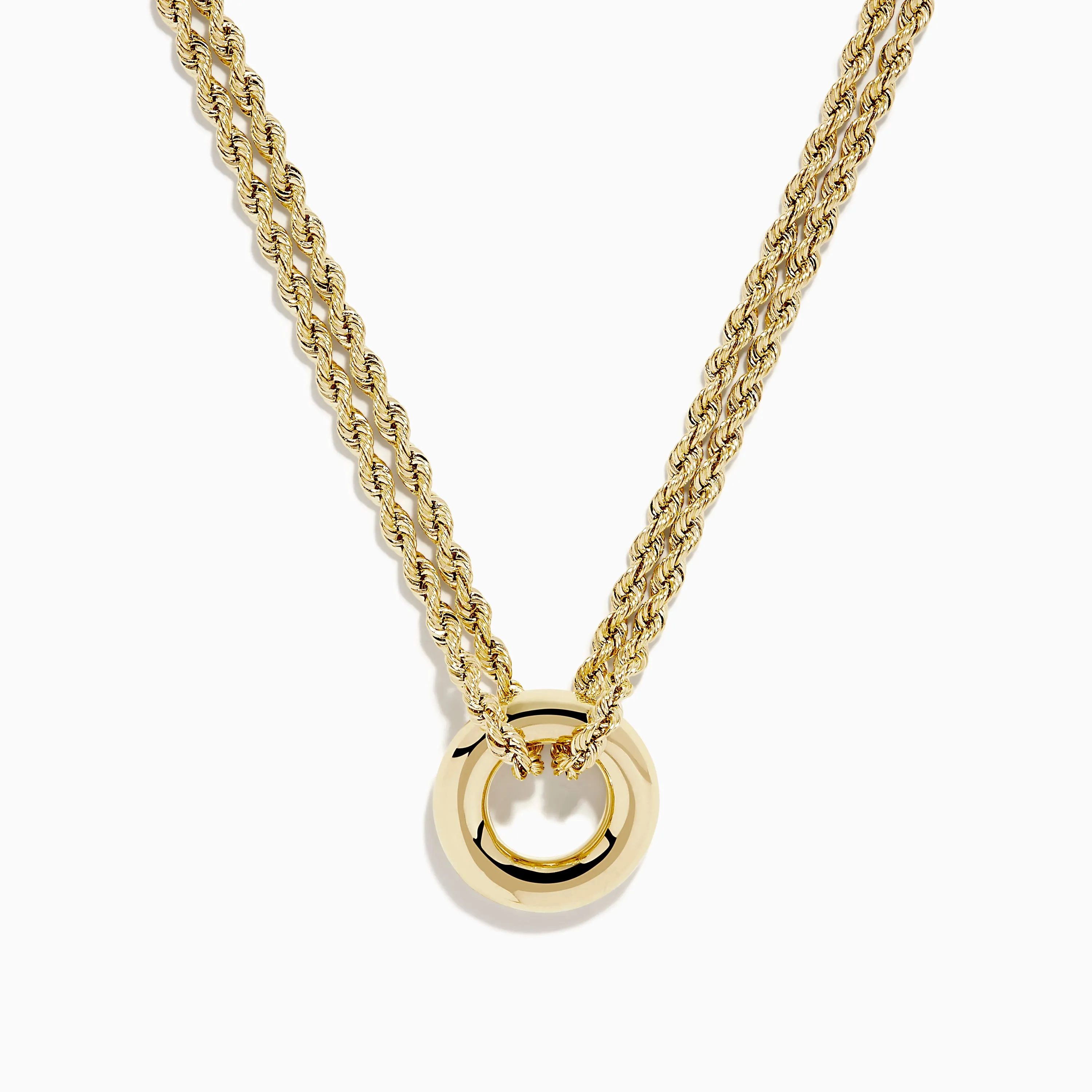 14K Yellow Gold Double Row Rope Chain with Round Tube Necklace sold by Effy