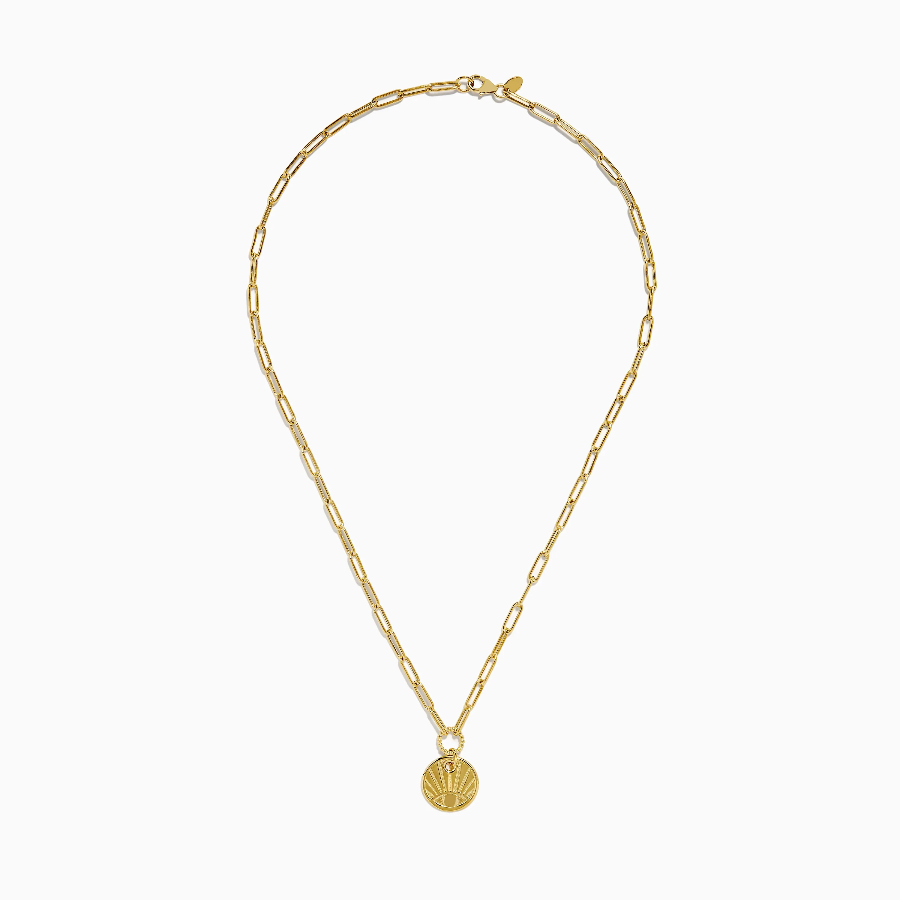 14K Yellow Gold Evil Eye Coin Pendant Paperclip Chain Necklace sold by Effy product image thumbnail 3