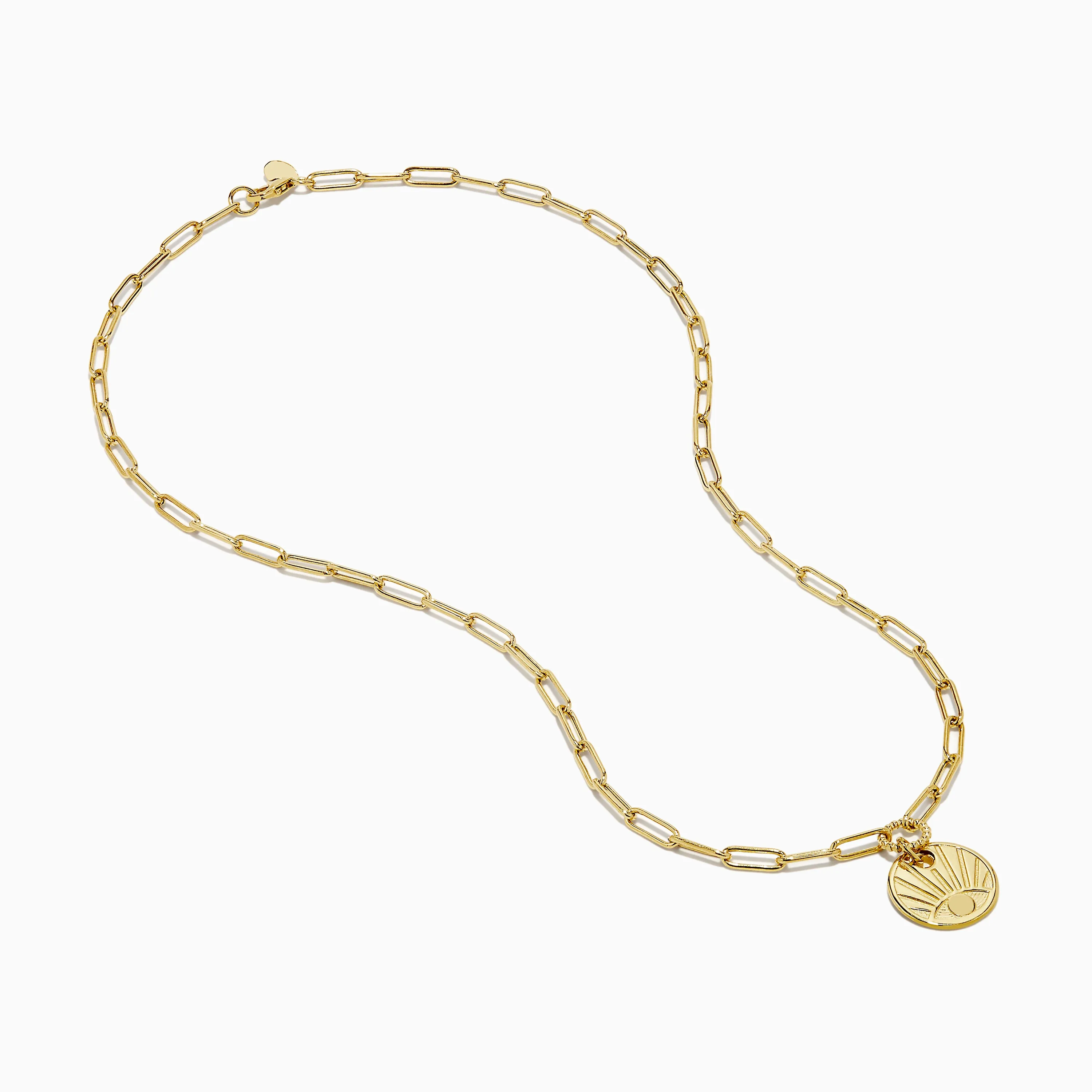 14K Yellow Gold Evil Eye Coin Pendant Paperclip Chain Necklace sold by Effy product image thumbnail 2