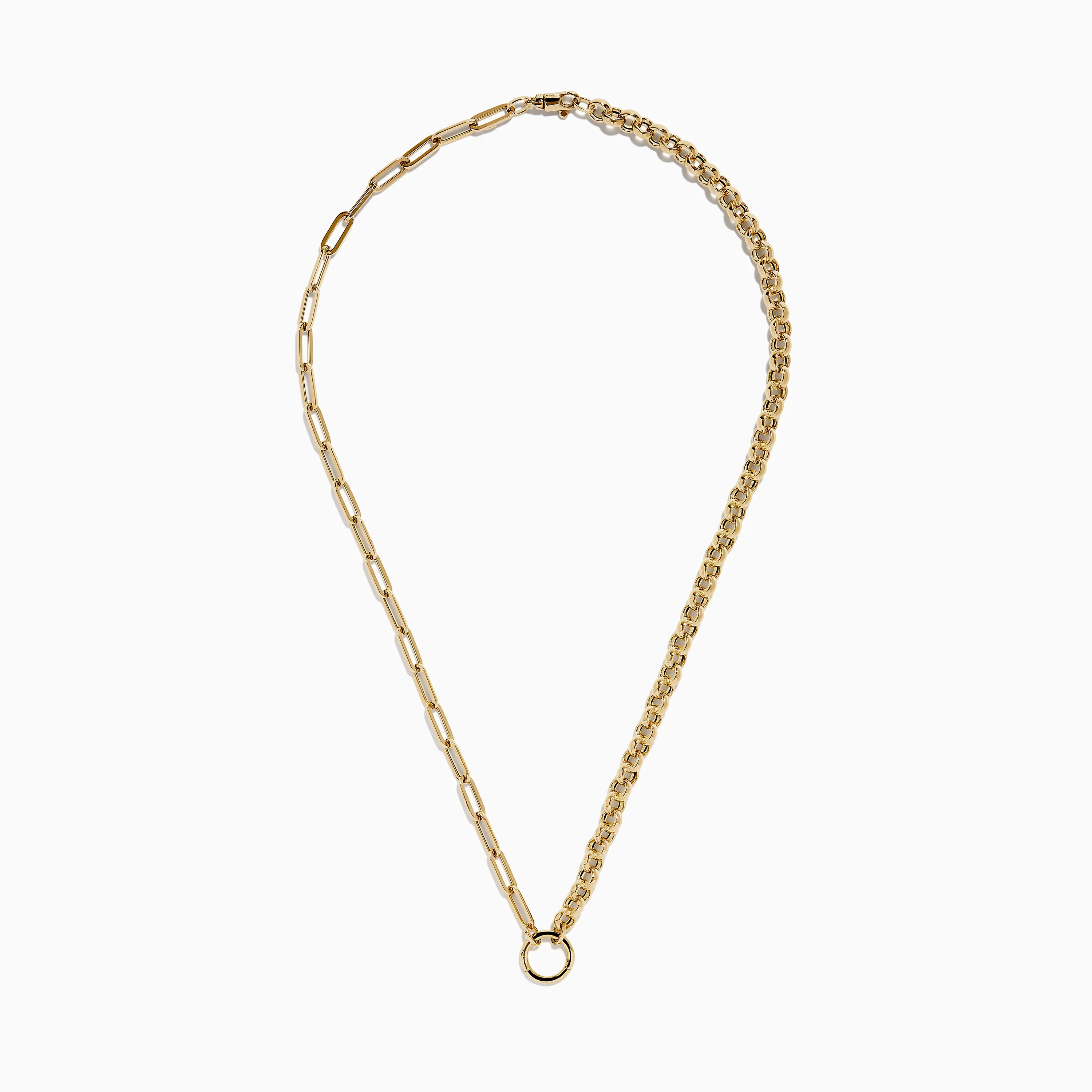 14K Yellow Gold Half Paperclip and Half Round Links Charm Holder Necklace sold by Effy product image thumbnail 3