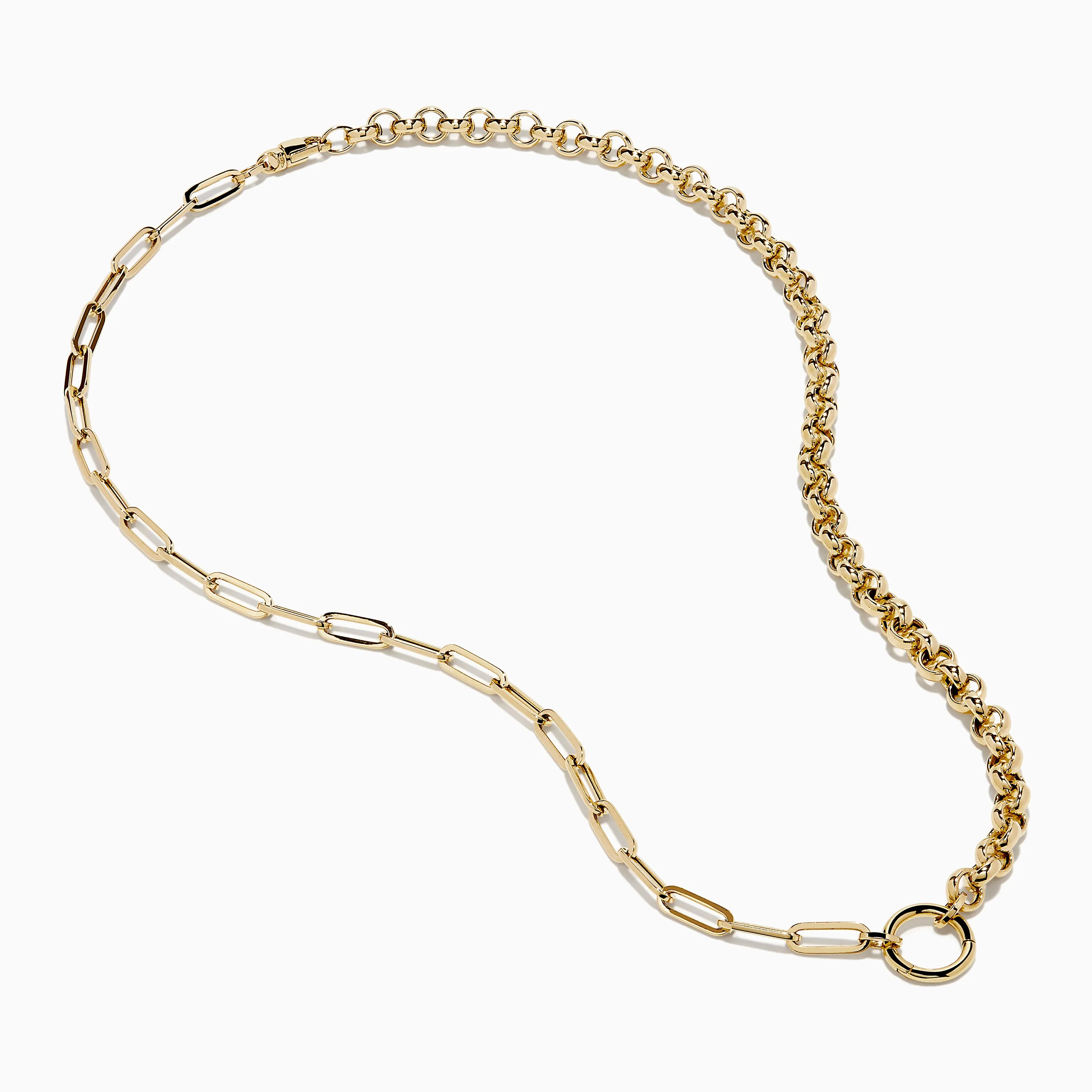 14K Yellow Gold Half Paperclip and Half Round Links Charm Holder Necklace sold by Effy product image thumbnail 2