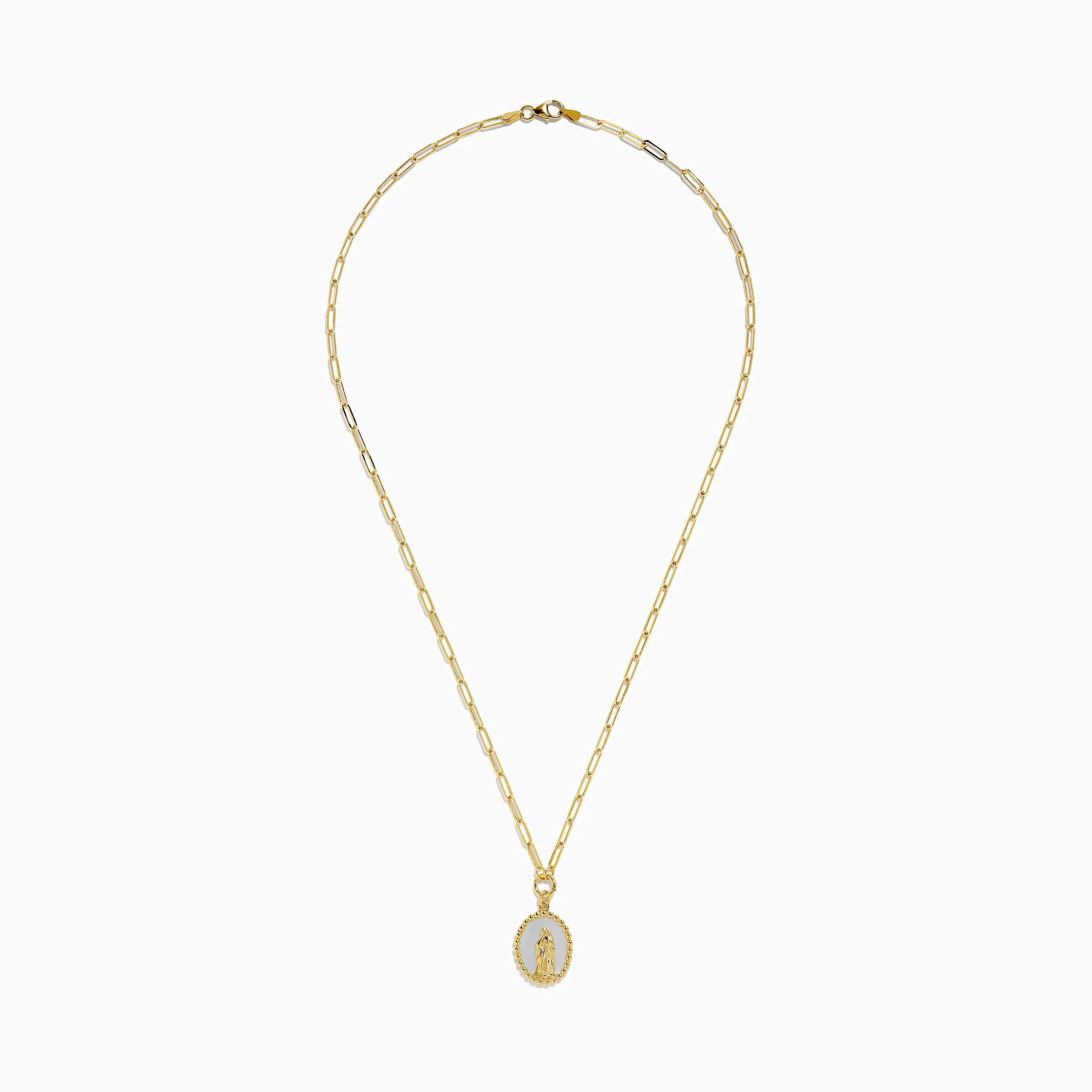 14K Yellow Gold Guadalupe Mother of Pearl Medal on Paperclip Chain Necklace sold by Effy product image thumbnail 3