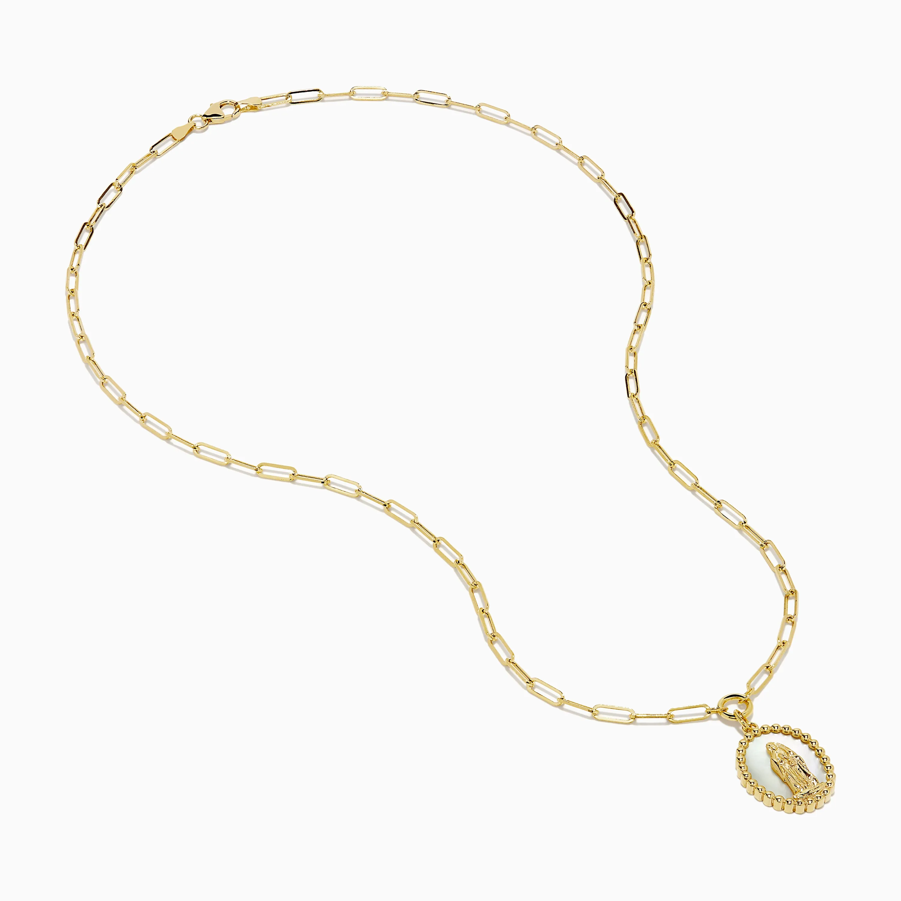 14K Yellow Gold Guadalupe Mother of Pearl Medal on Paperclip Chain Necklace sold by Effy product image thumbnail 2