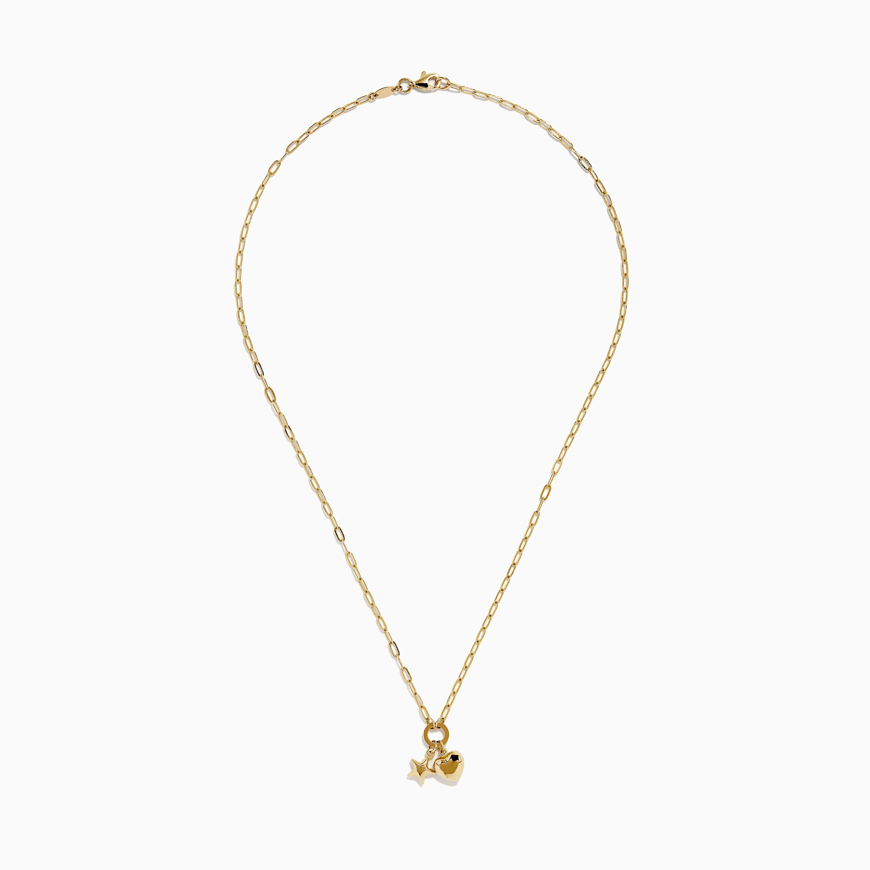 14K Yellow Gold Heart and Star Charm Pendant on Paperclip Necklace sold by Effy product image thumbnail 3