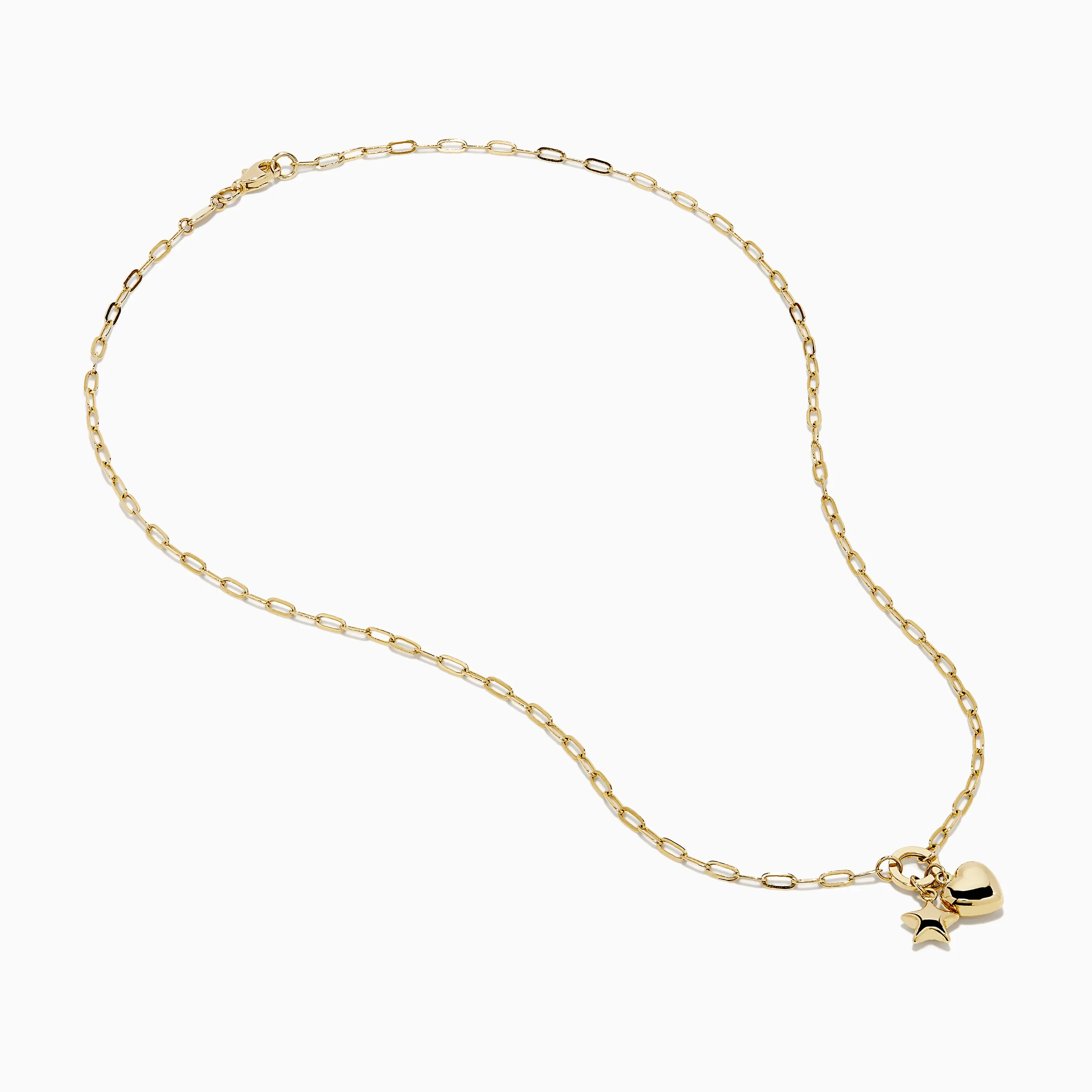 14K Yellow Gold Heart and Star Charm Pendant on Paperclip Necklace sold by Effy product image thumbnail 2