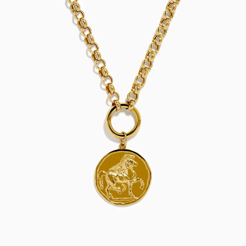 14K Yellow Gold Greek Horse Coin Necklace sold by Effy