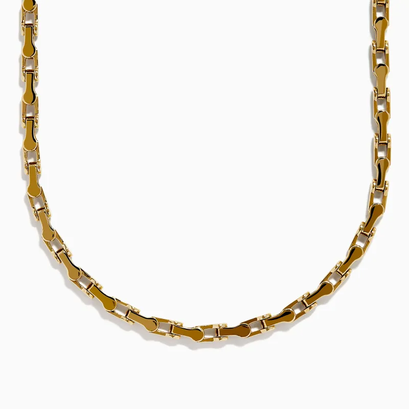 Men's 14K Yellow Gold 5mm Guage Railroad Cycle Chain Necklace sold by Effy