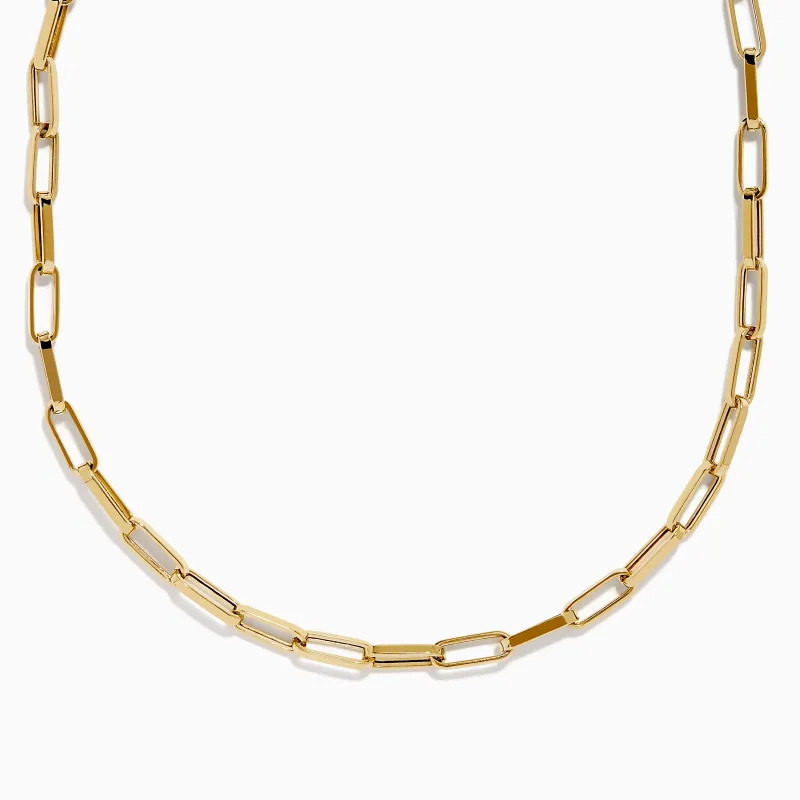 14K Yellow Gold Hollow Paperclip Necklace sold by Effy