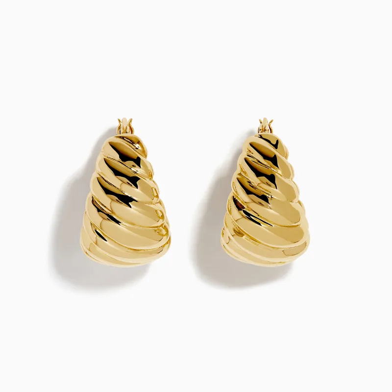 14K Yellow Gold Graduated Design Huggie Earrings sold by Effy