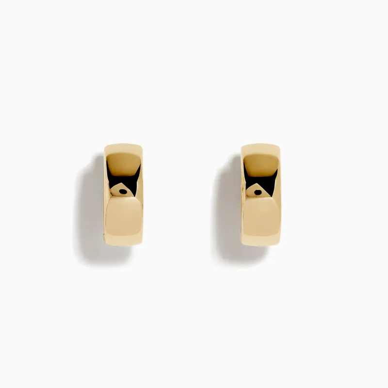 14K Yellow Gold Huggie Earrings with Gally Back sold by Effy