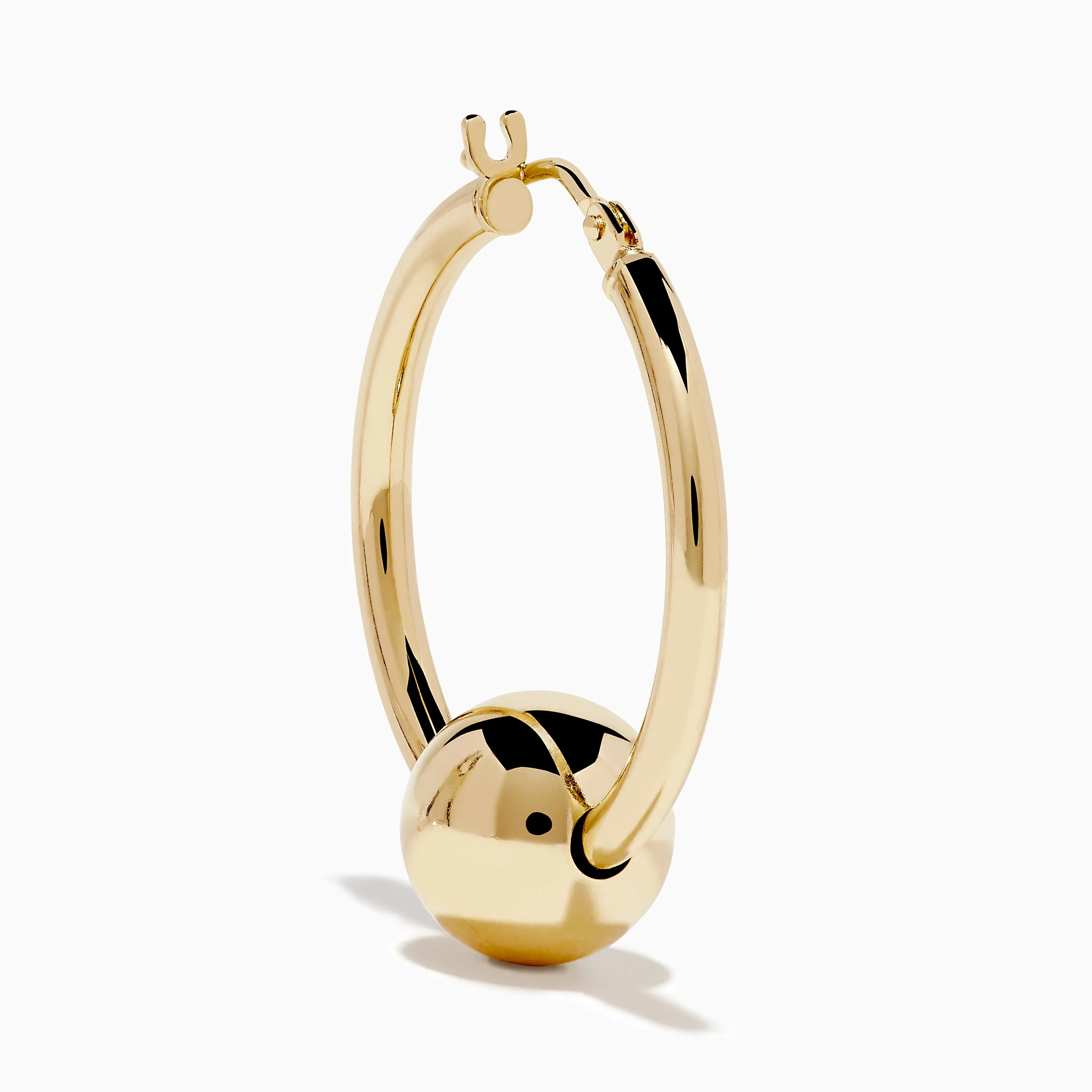 14K Yellow Gold Tube Hoops with Bead Earrings sold by Effy product image thumbnail 3