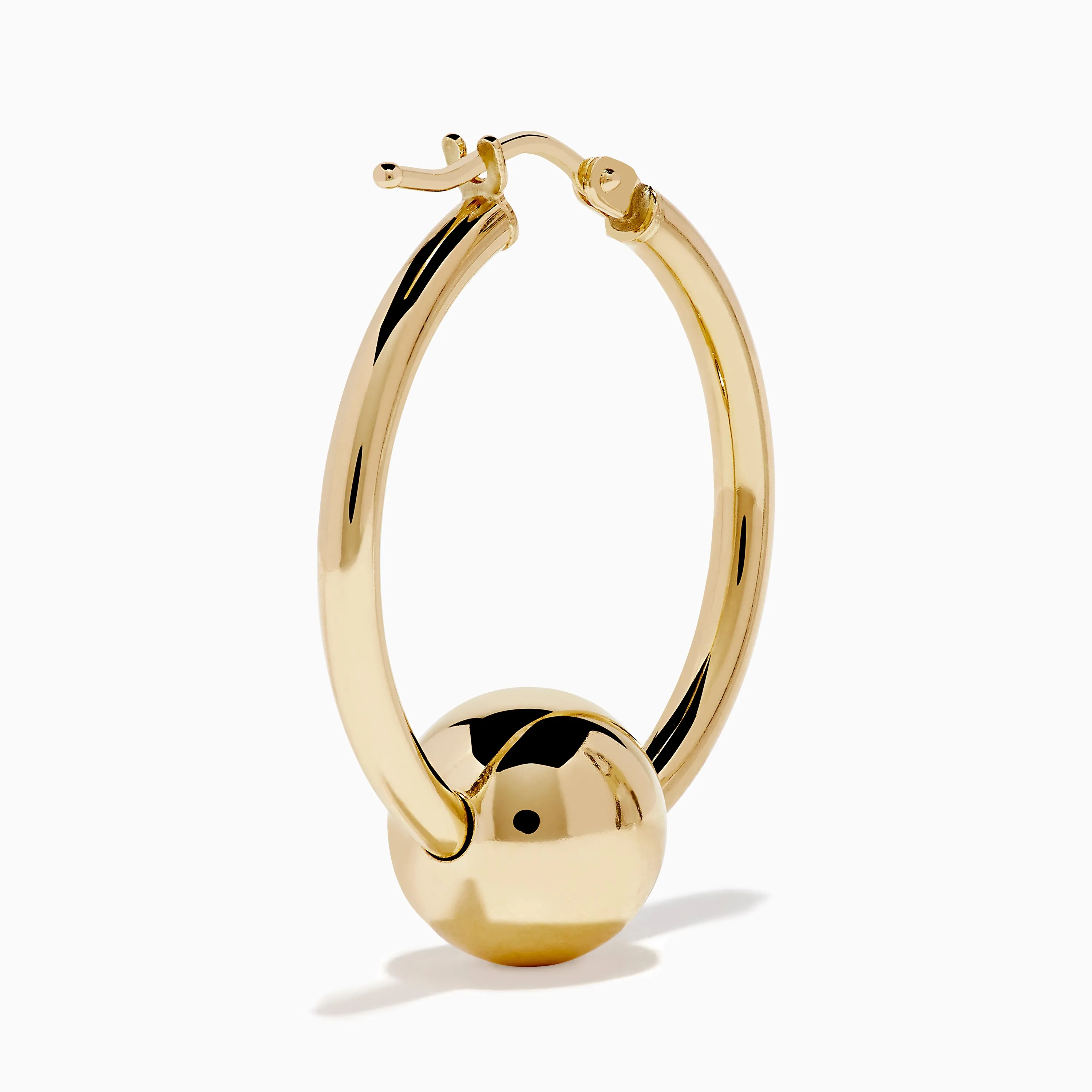 14K Yellow Gold Tube Hoops with Bead Earrings sold by Effy product image thumbnail 4