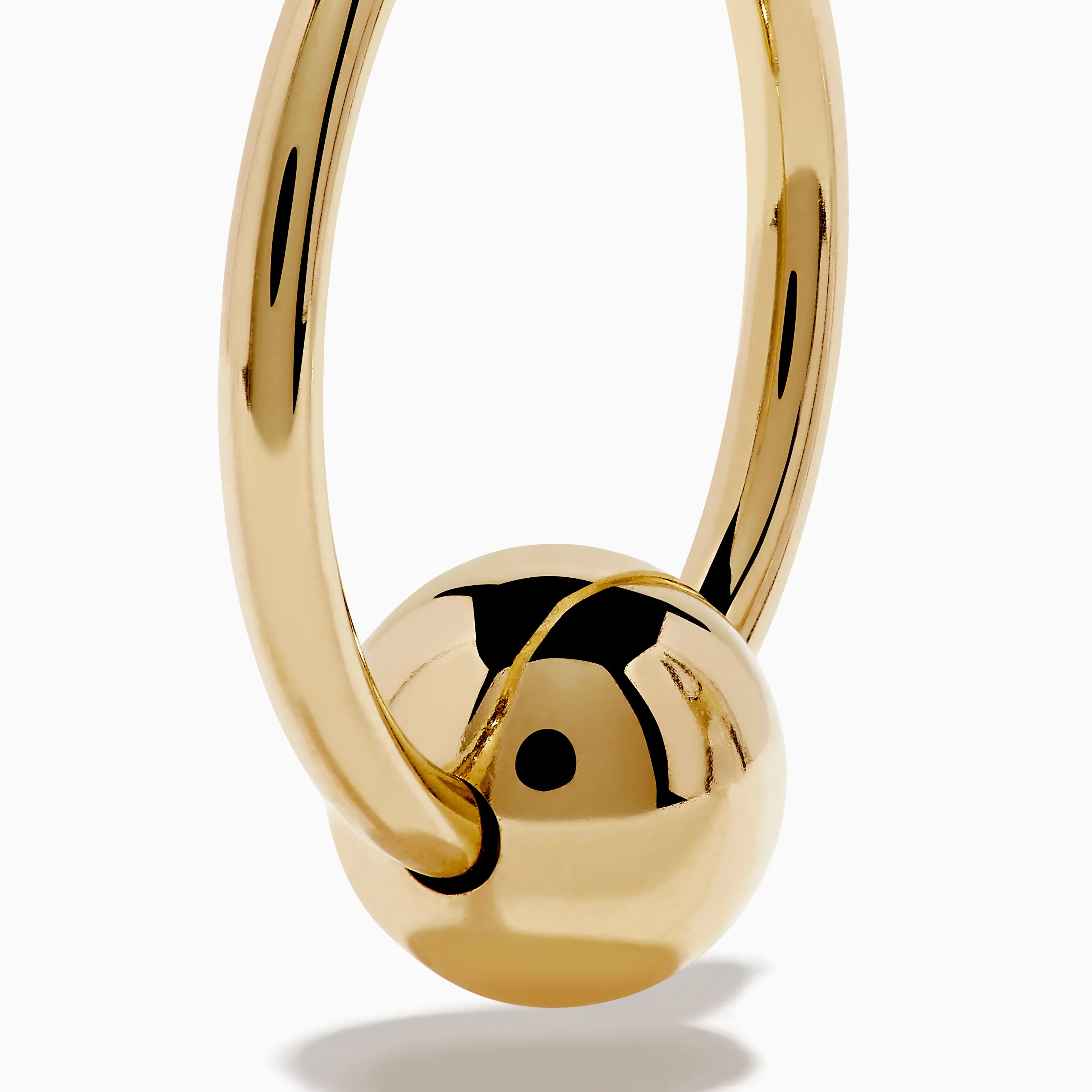 14K Yellow Gold Tube Hoops with Bead Earrings sold by Effy product image thumbnail 2