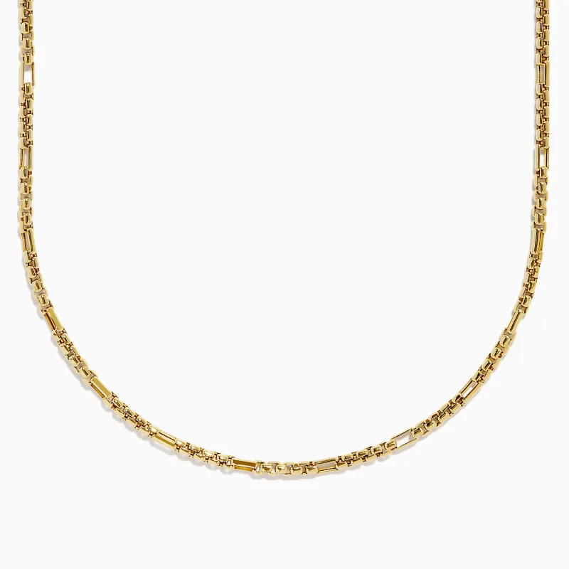 Men's 14K Yellow Gold Alternate Round Box 2.5 mm Guage Necklace sold by Effy
