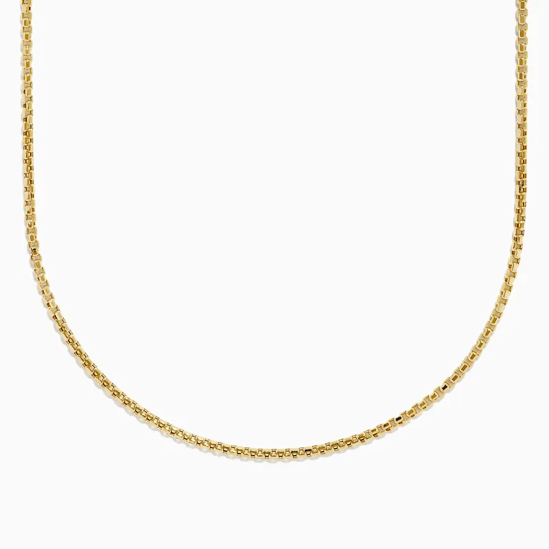Men's 14K Yellow Gold Hollow Box Chain 100 Guage Necklace sold by Effy