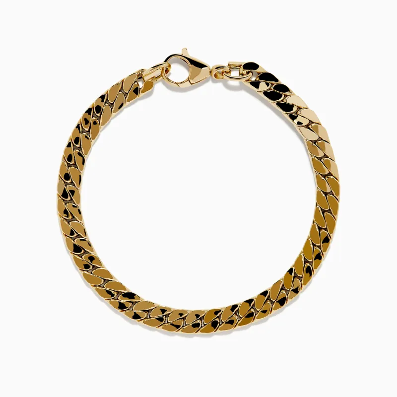 14K Yellow Gold Hollow Flat Cuban Bracelet sold by Effy
