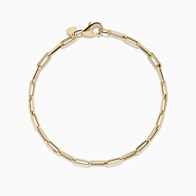 14K Yellow Gold Hollow Paperclip Gauge Bracelet sold by Effy