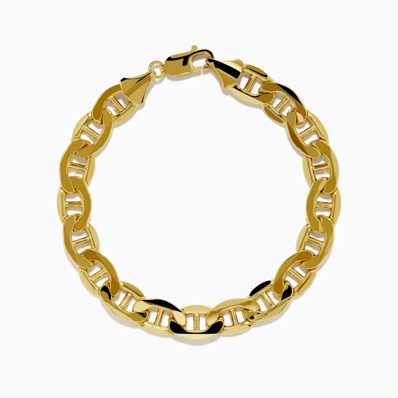Men's 14K Yellow Gold Heavy Hollow Mariner Chain Bracelet sold by Effy