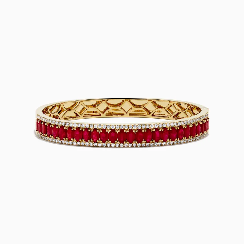 18K Yellow Gold Ruby and Diamond Bangle sold by Effy