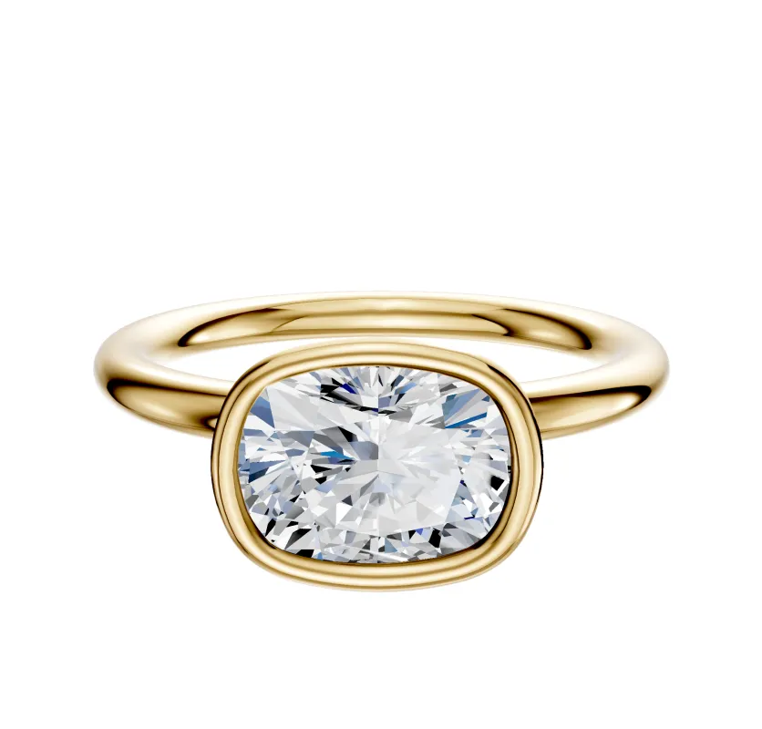 14K Yellow Gold Bezel Full Bezel East/West Classic Dome 2.0mm Engagement Ring sold by Effy