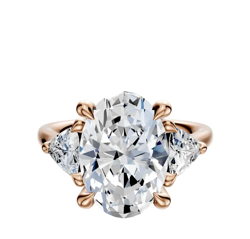 14K Rose Gold 3-Stone Trillion Side Stones 0.25TCW Engagement Ring sold by Effy