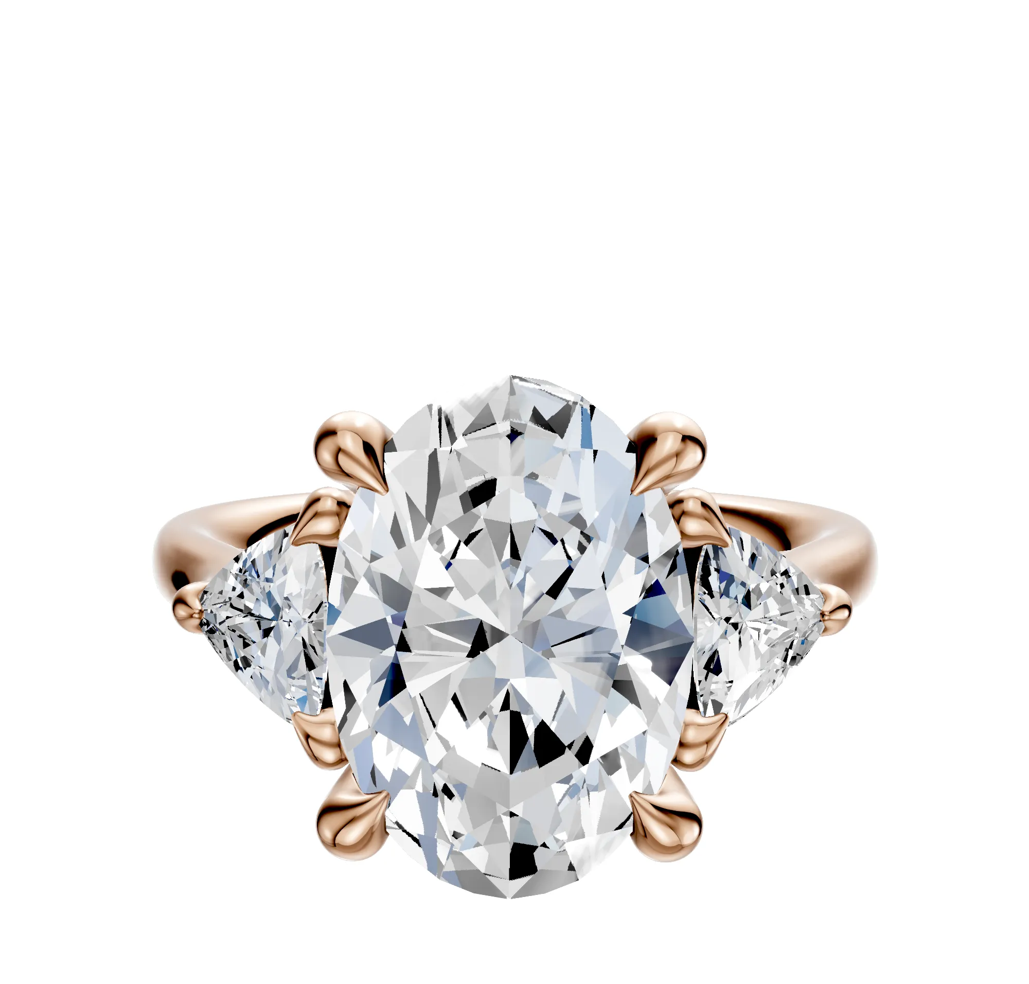 14K Rose Gold 3-Stone Trillion Side Stones 0.25TCW Engagement Ring sold by Effy