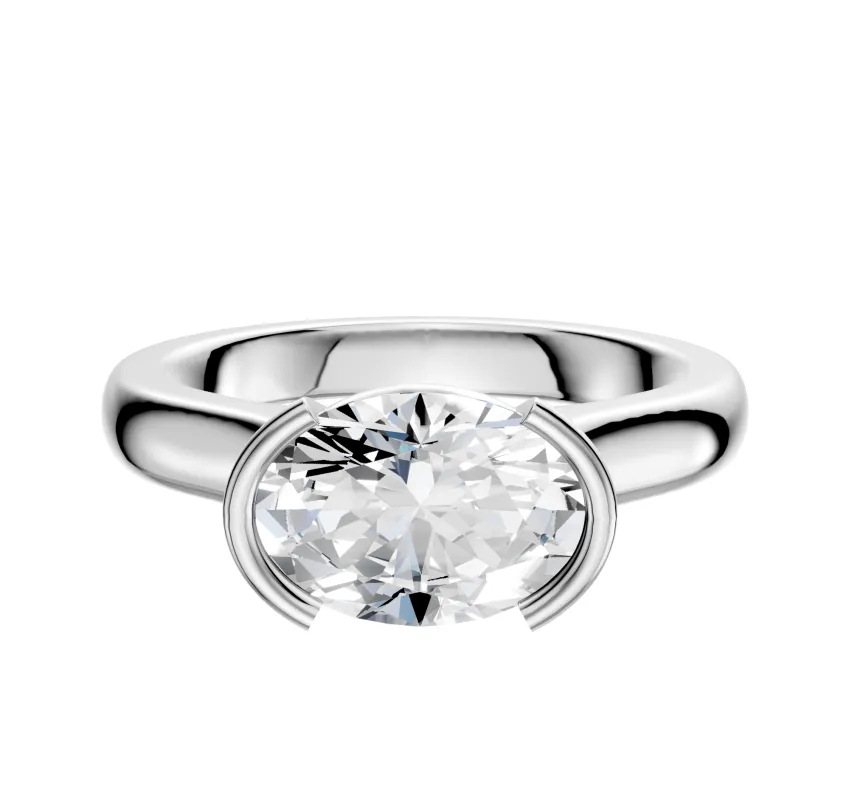 Platinum Bezel Half Bezel East/West Cathedral Dome 3.0mm Engagement Ring sold by Effy