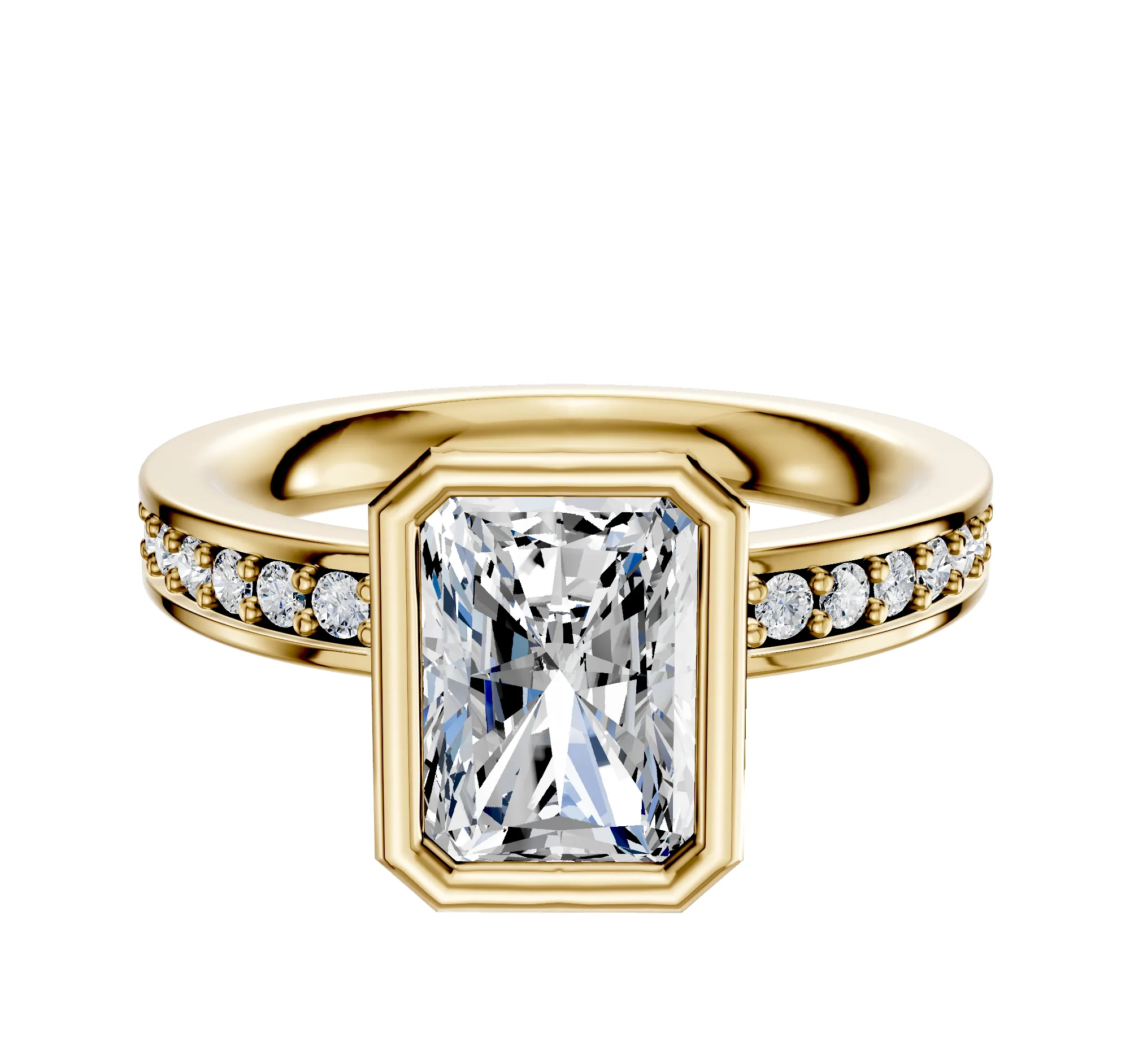 18K Yellow Gold Bezel Full Bezel North/South Classic Flat 1-Row-Pave 2.5mm Engagement Ring sold by Effy